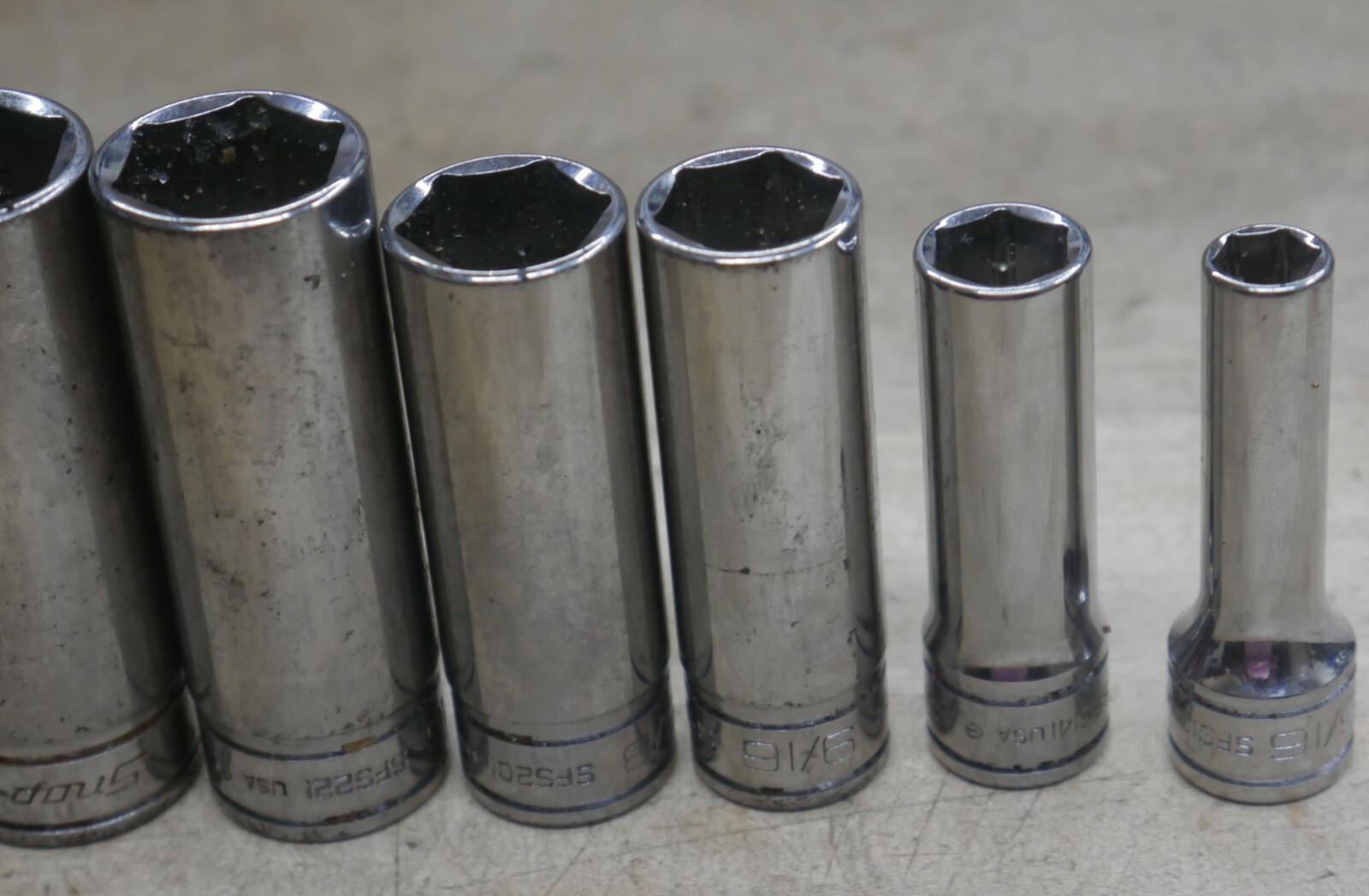 7 Snap-On Tools 7/8″ SAE /8″ Drive Standard Deep Socket SFS281 3/4 sfs241 READ