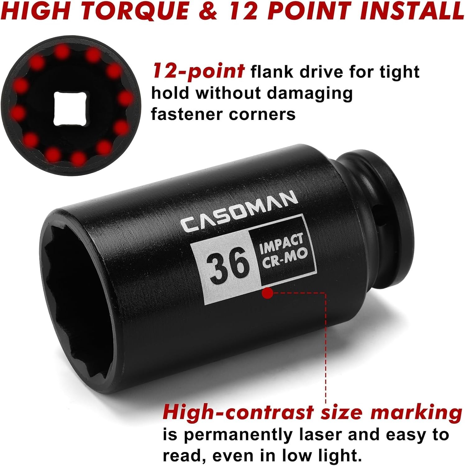 Durable Chrome Molybdenum Impact Socket Set – 1/2-Inch Drive, Deep Design