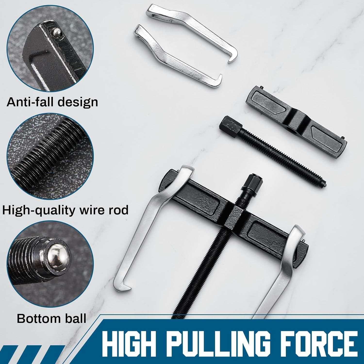4 Pcs 2 Jaw Gear Puller Set 3in, 4in, 6in, 8in CR-V Steel