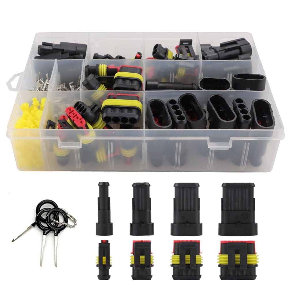 YMYP 355Pcs 26 Sets Waterproof Automotive Wire Connectors, Black