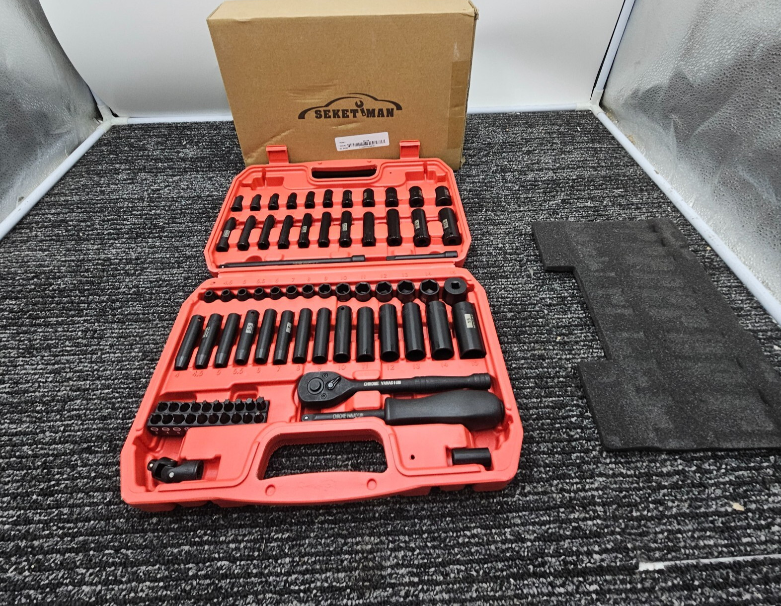 58 Pieces SEKETMAN Drive Socket Assembly Wrench Tool Black Chrome Vanadium