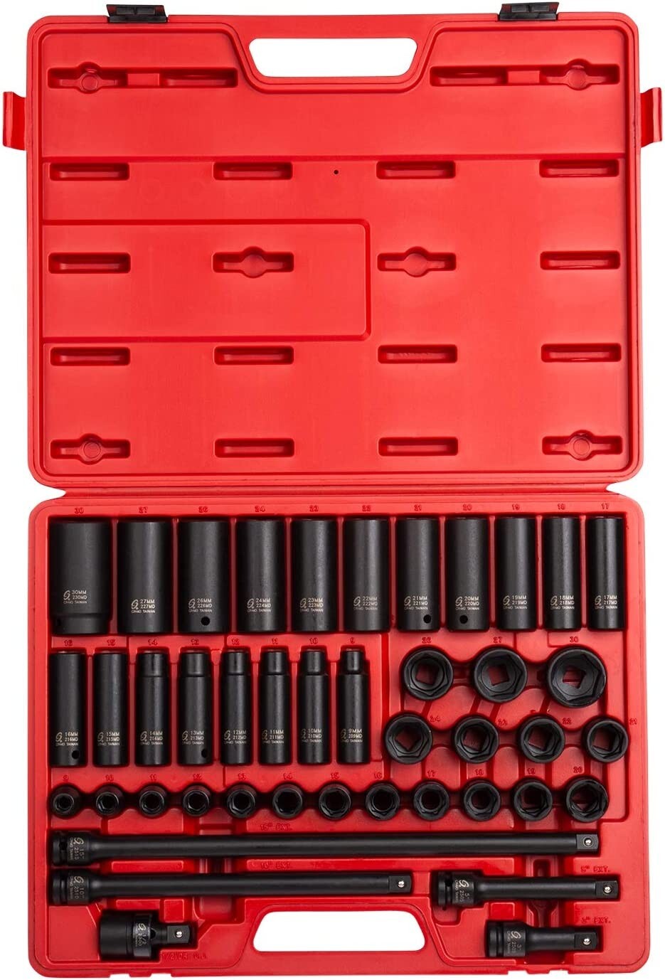 Sunex 2569 43 Pc. Complete Metric 1/2″ Impact Socket Master Set 9mm-30mm