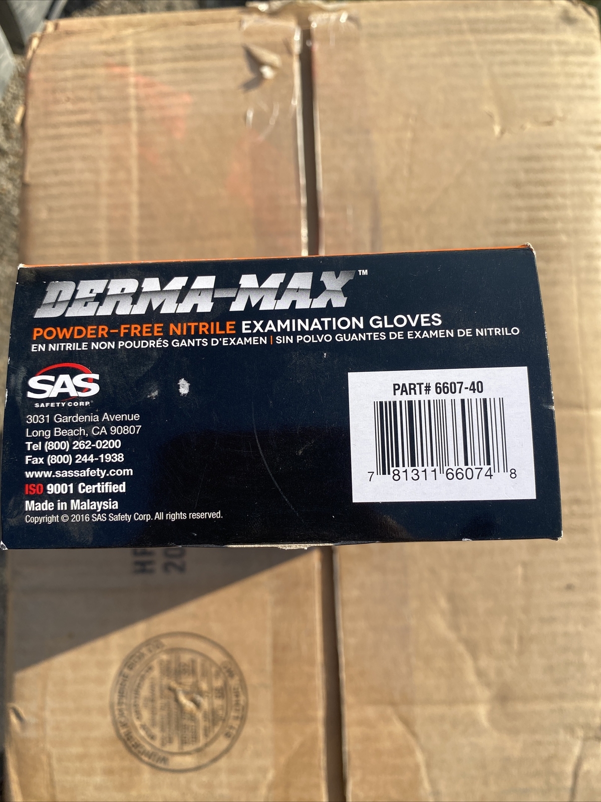 Gloves DERMA-MAX PF EX Powder-Free Exam Grade Nitrile M 50 pk 8 Mil SAS 6607-40