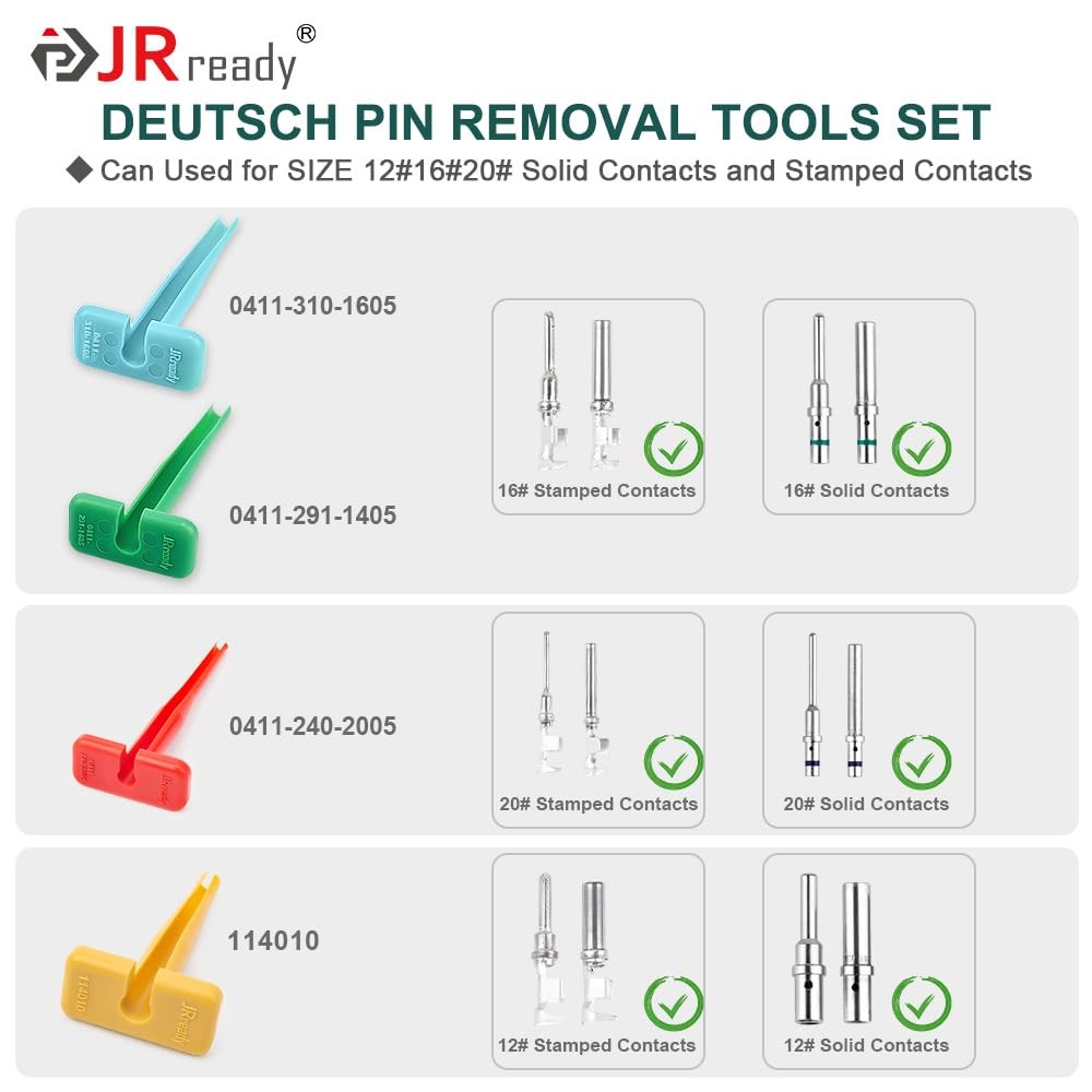 JRready ST5330 Deutsch Pin Removal Tool Kit for 12#16#20# 8PCS, 10-22AWG