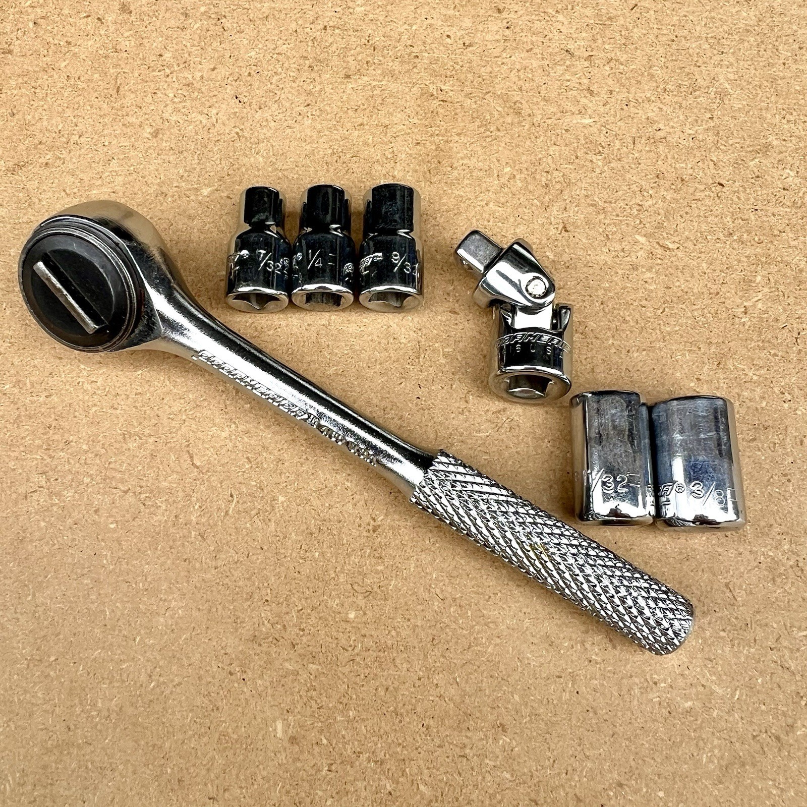 Vintage ProAmerica 1/4″ Drive (7pc) SAE Ratchet And Socket Set 4160 Made In USA