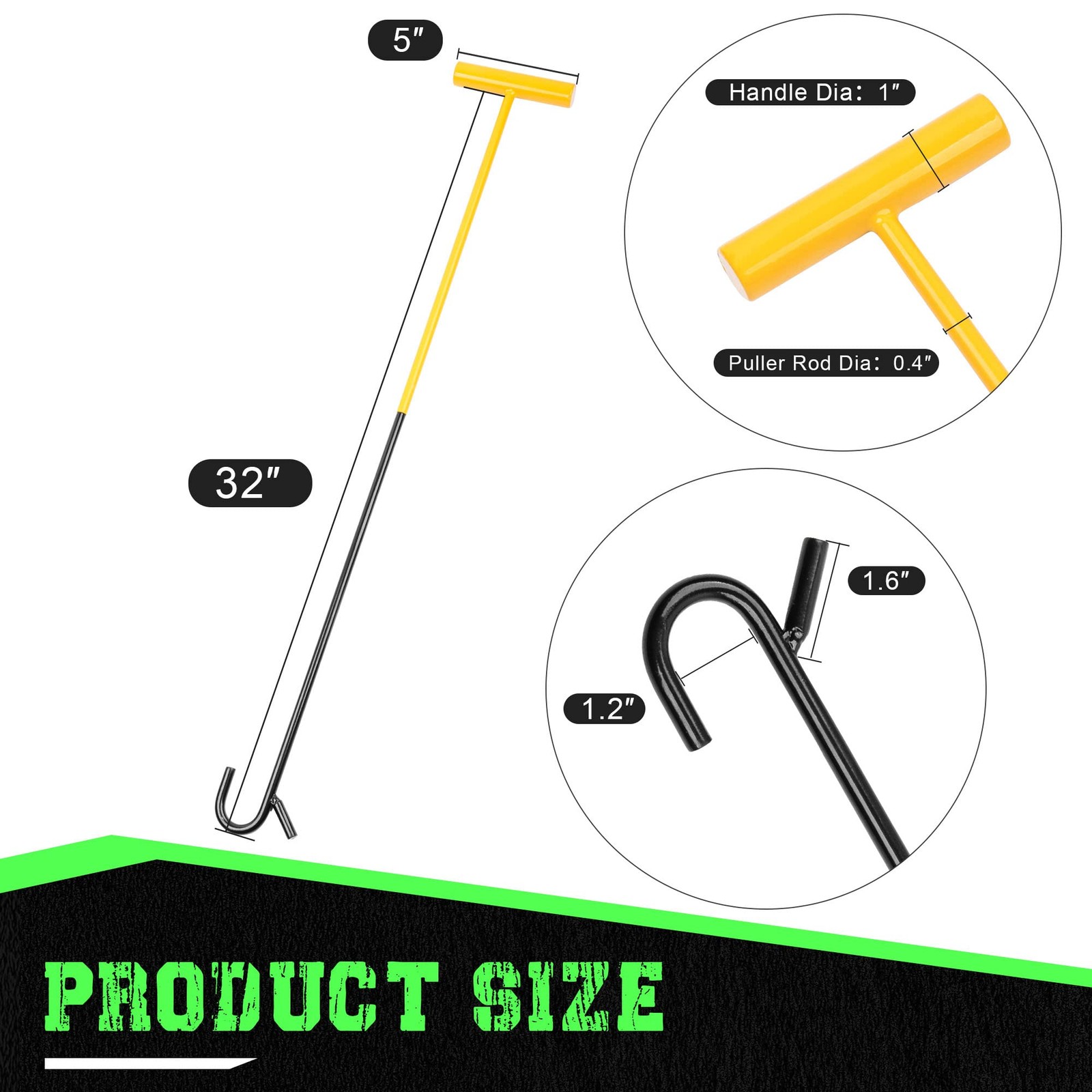 5th Wheel Pin Puller, 4 Pack 32″ Solid Steel Chrome Plated 5th Wheel Puller H…