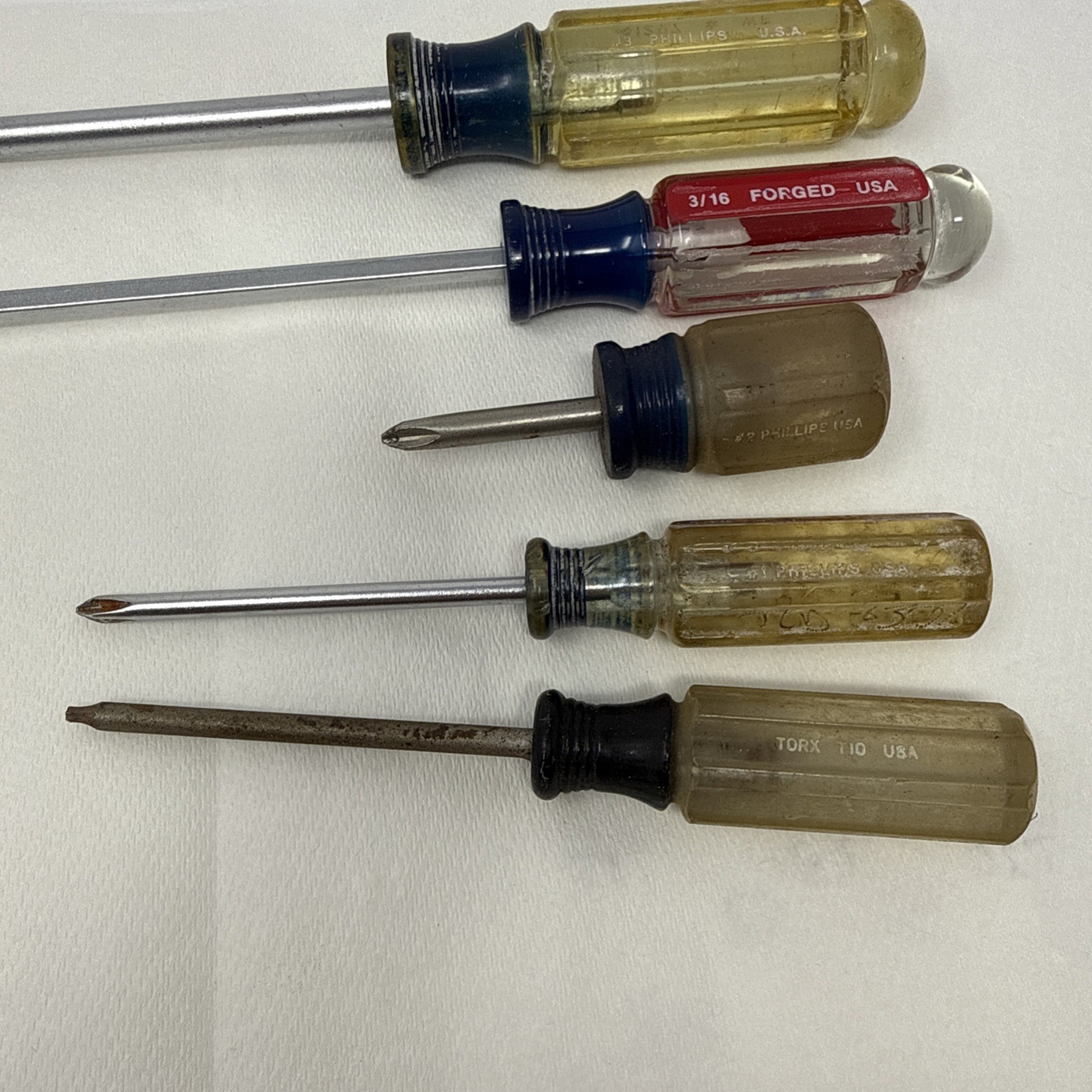 Craftsman Vintage USA Screwdriver Lot 5pc Phillips Flathead Torx T10 Waterford W