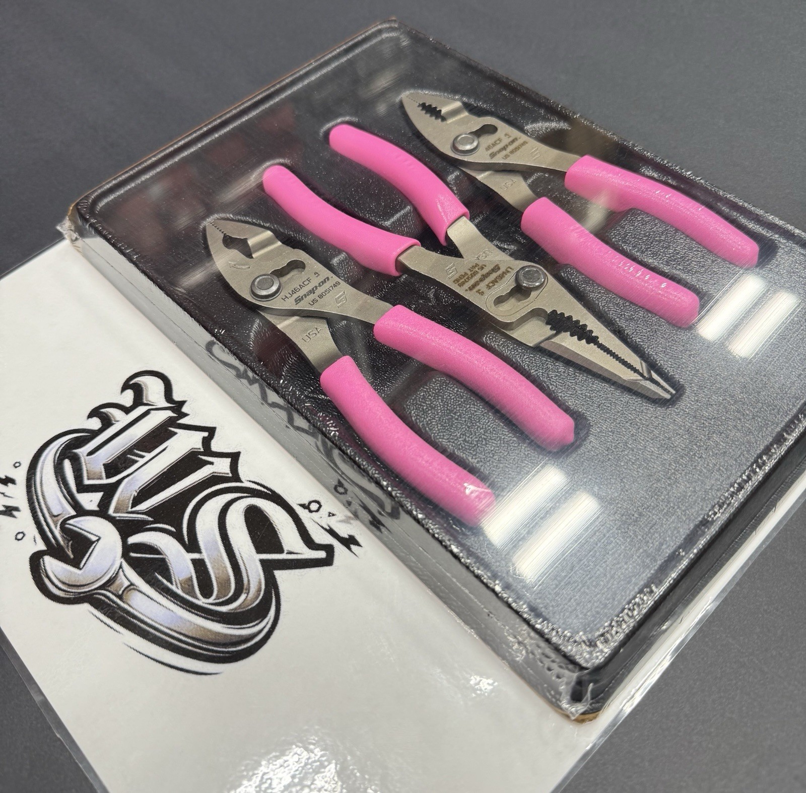 Snap-on Tools USA NEW 3pc Classic PINK Soft Grip Slip Joint Pliers Set PL346ACFP