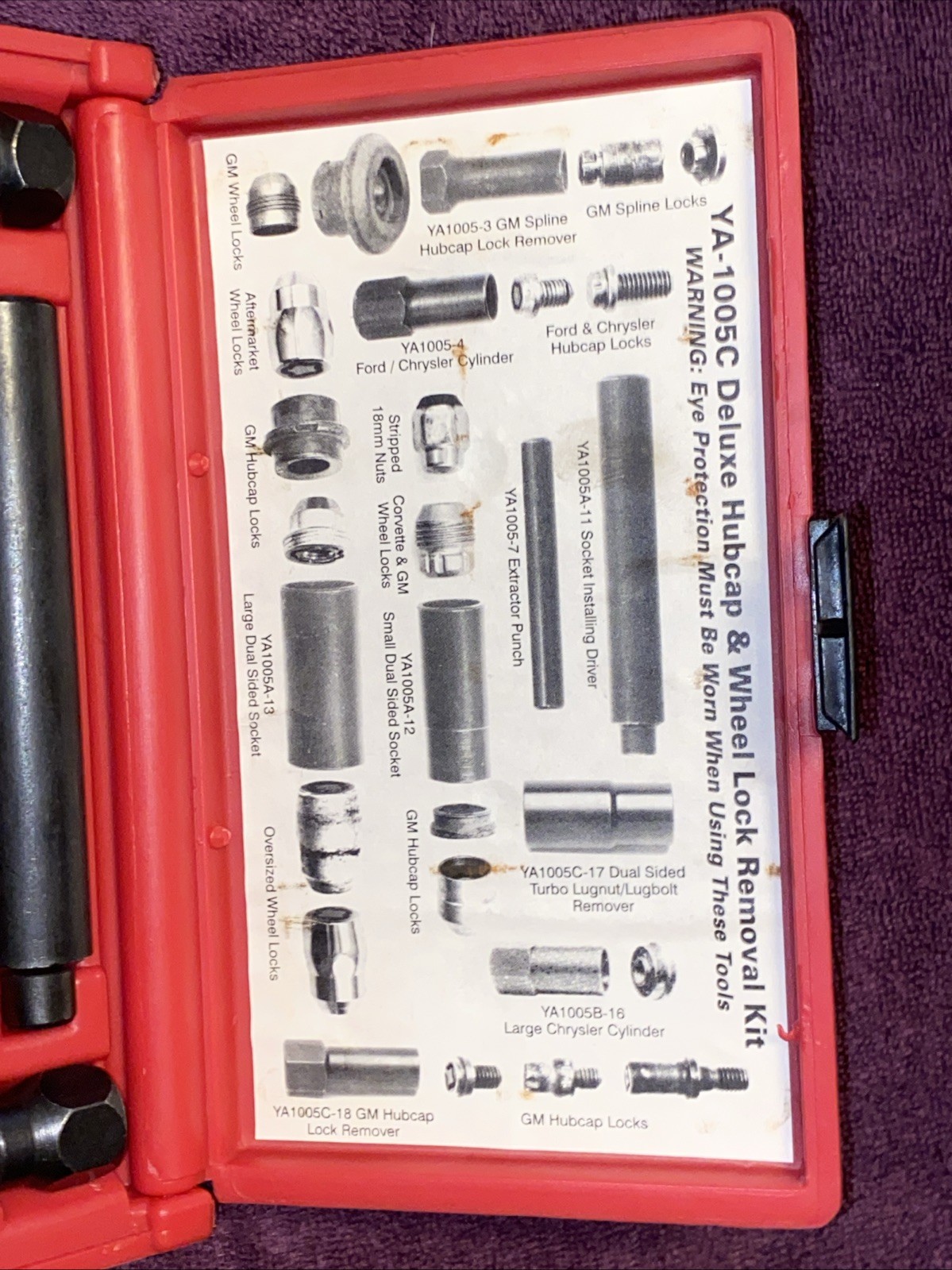 9pc Blue-Point YA1005C Deluxe Hubcap and Wheel Lock Removal Kit Excellent