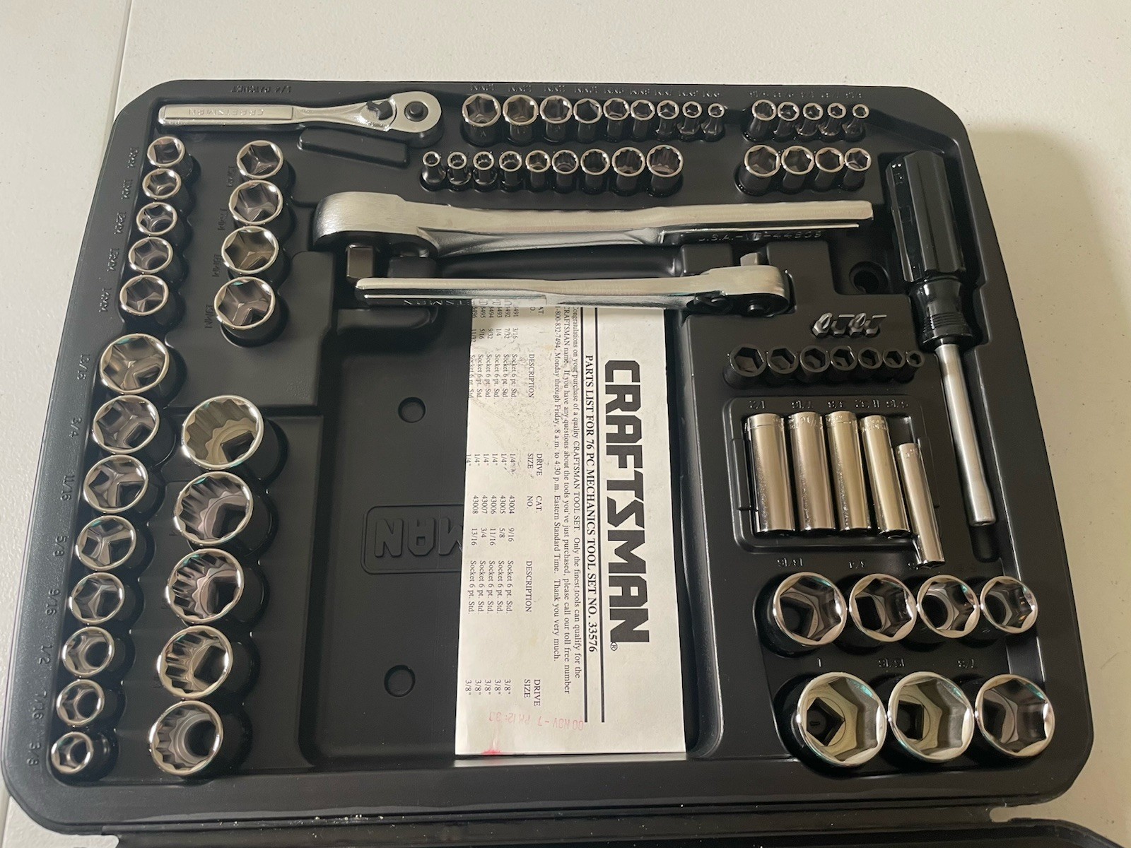 New Sears Craftsman USA Nos 76pc Mechanics Tool Set Socket Ratchet 33576