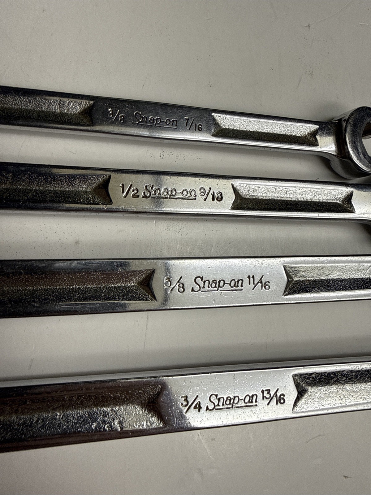 SNAP-ON 6PT DOUBLE FLARE END WRENCH SET 3/8 7/16 1/2 9/16 5/8 11/16 3/4 13/16