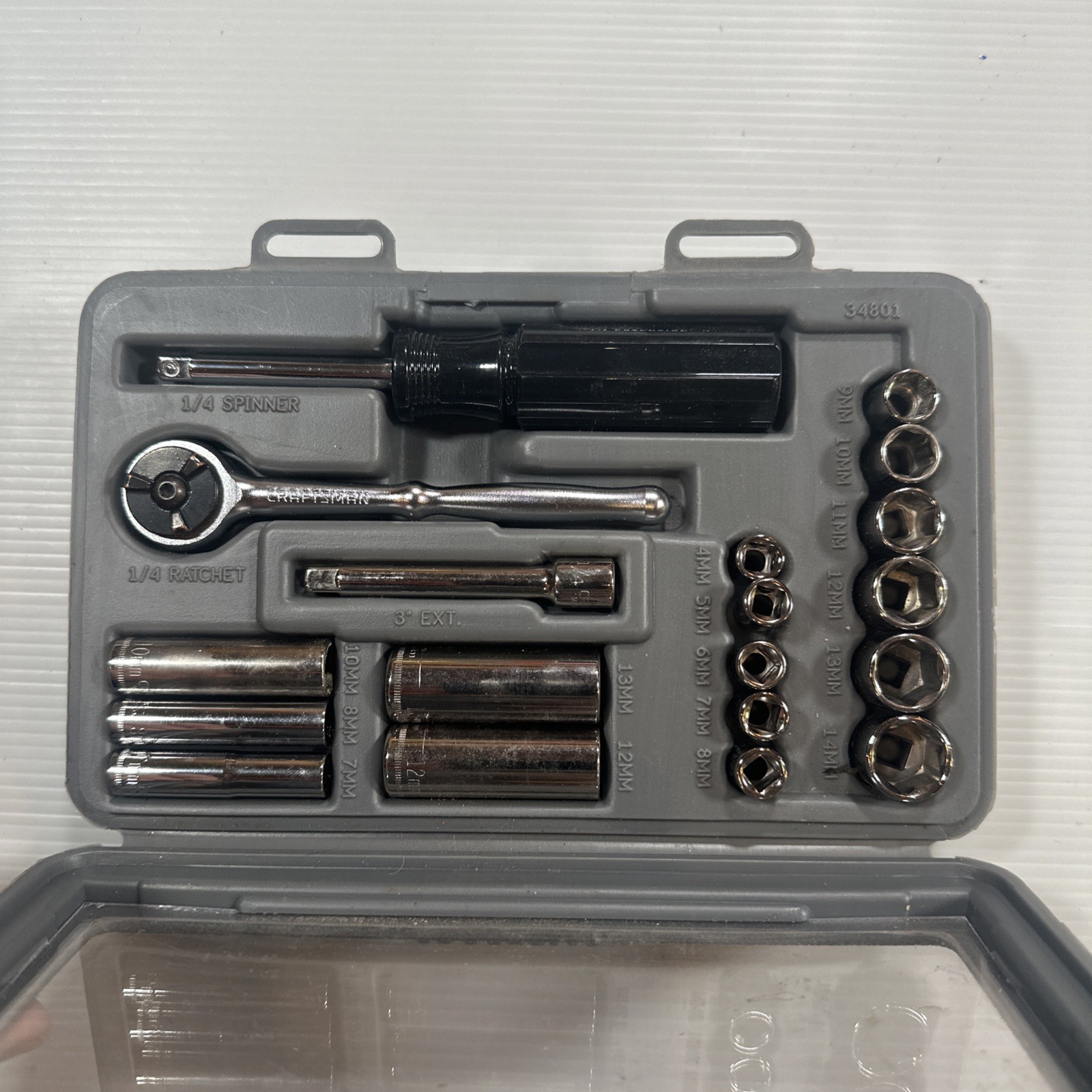 Craftsman 9 – 34801 1/4 Drive Metric Ratchet/Socket Set 19 Pcs Complete