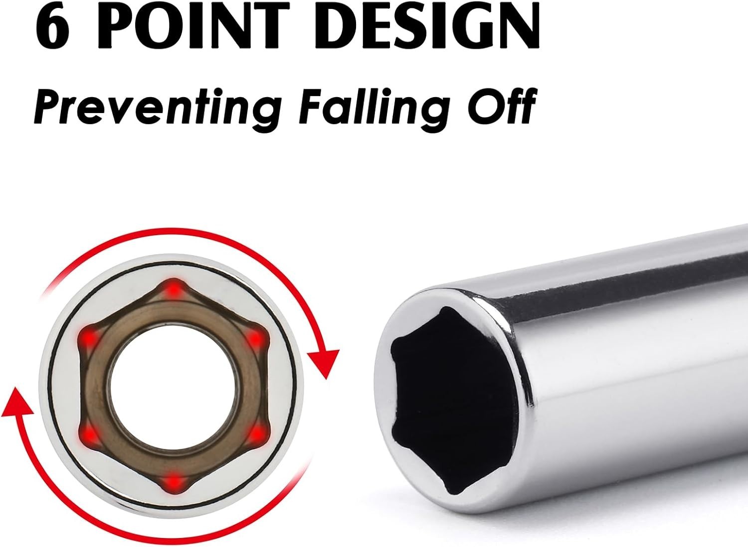4PCS 1/4″Drive 8mm Deep&Shallow Socket, 6 Point, Cr-V Steel, 8mm