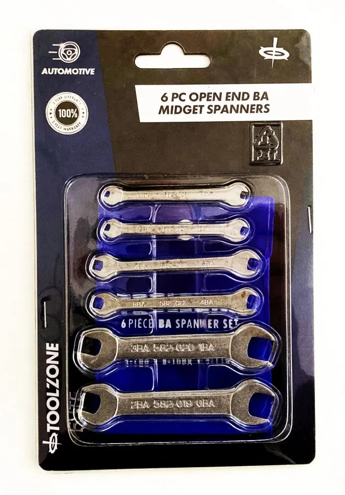 Toolzone Elite BA Spanner Set 6 Pc Open Ended 0BA – 11BA Spanners Model SP146