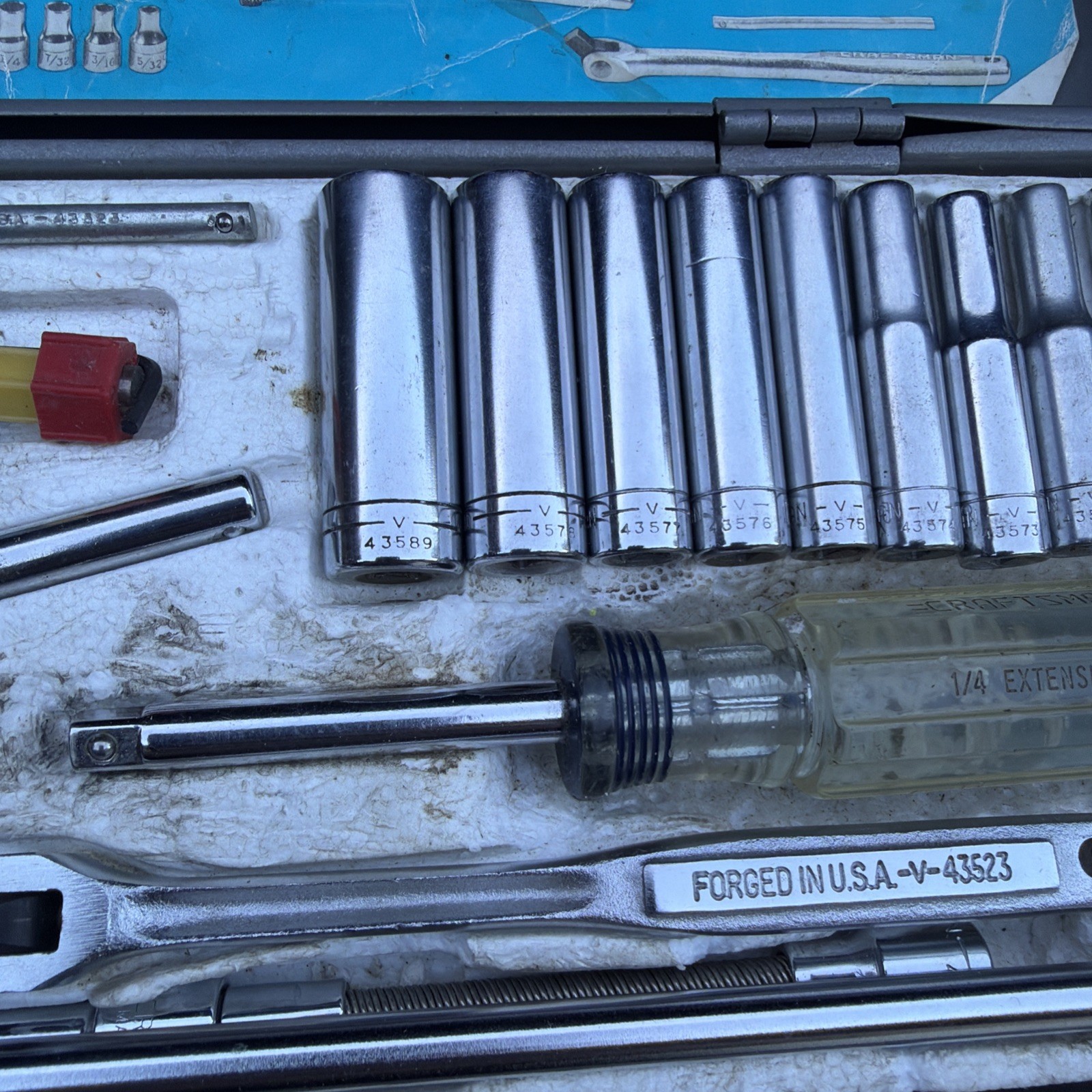Sears Craftsman 1/4″ Drive 48pc SAE RHFT Socket Set Metal Case USA RARE 44392