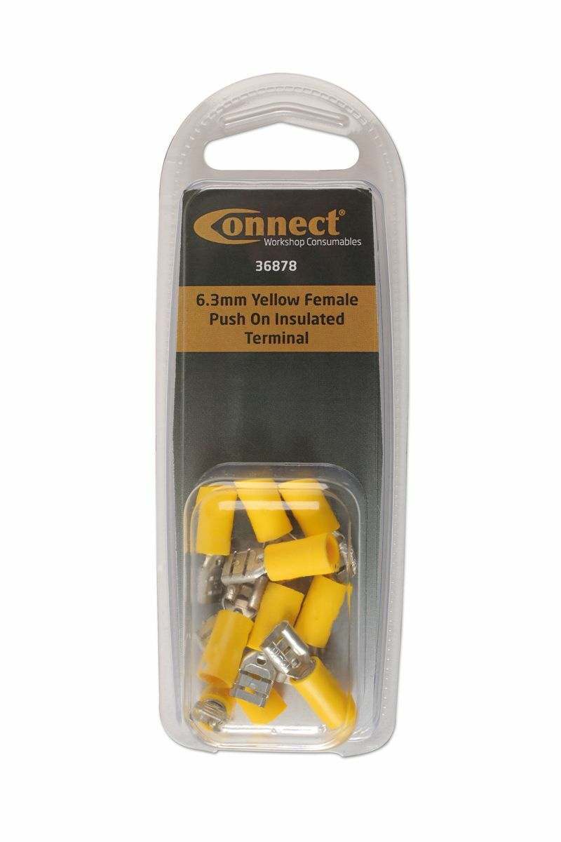 Connect 36878 6.3mm Yellow Female Push On Insulated Terminal Pk 10