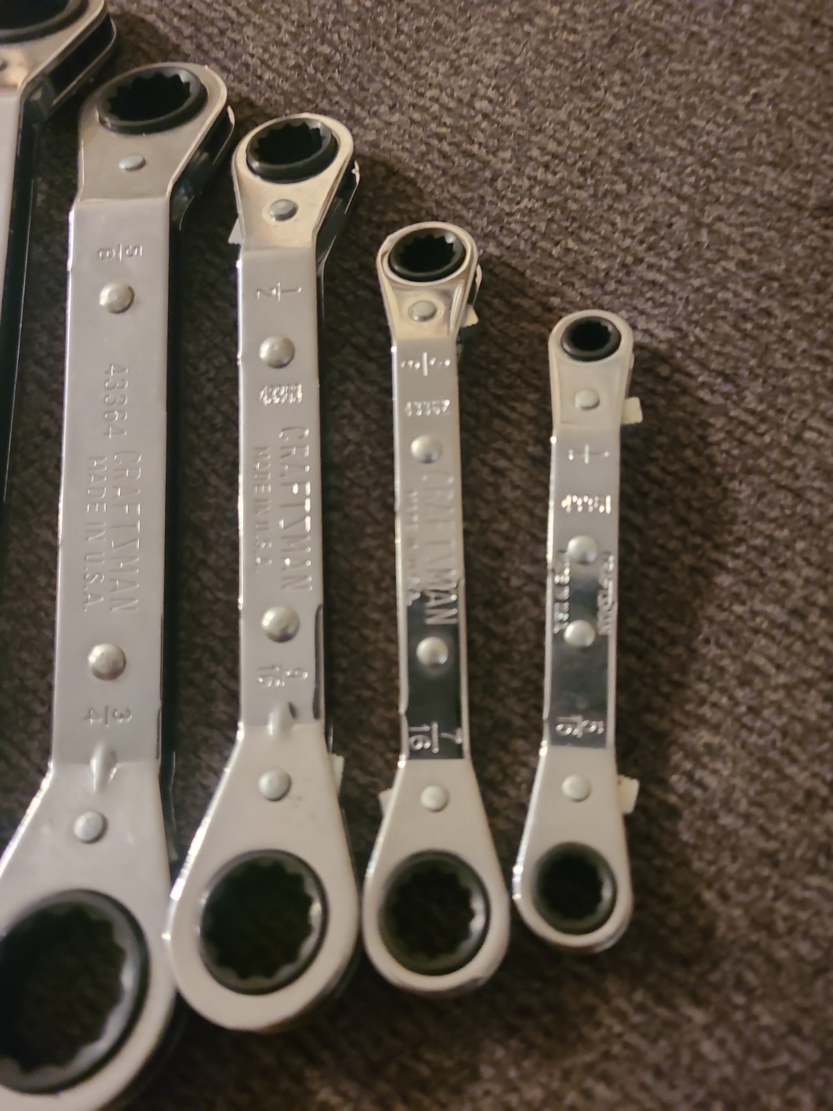 Craftsman SEA Offset Double End Ratcheting Wrench Set 5 Piece 1/4″ thru 7/8″ USA
