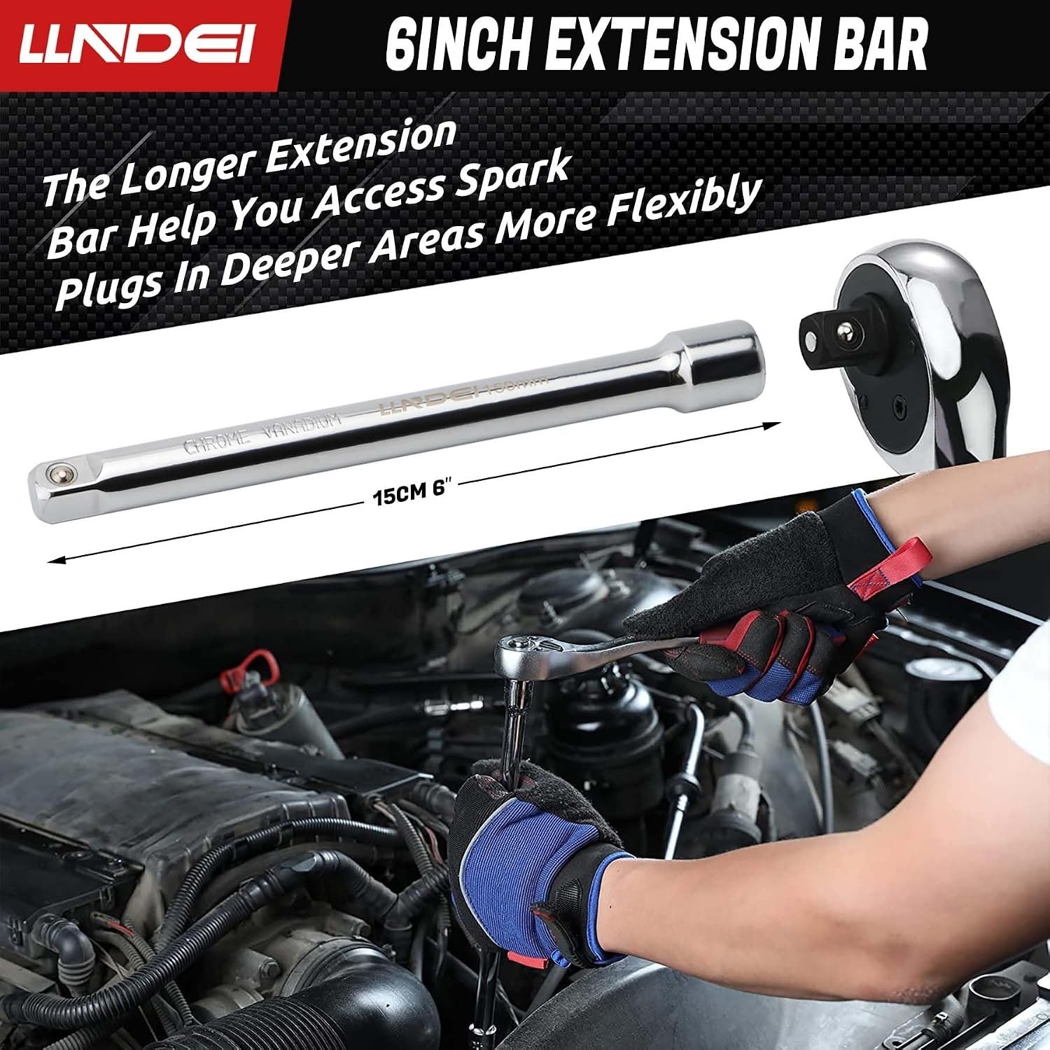3/8 Inch Drive Spark Plug Socket Set SAE & Metric, High Visibility 6 Point So…