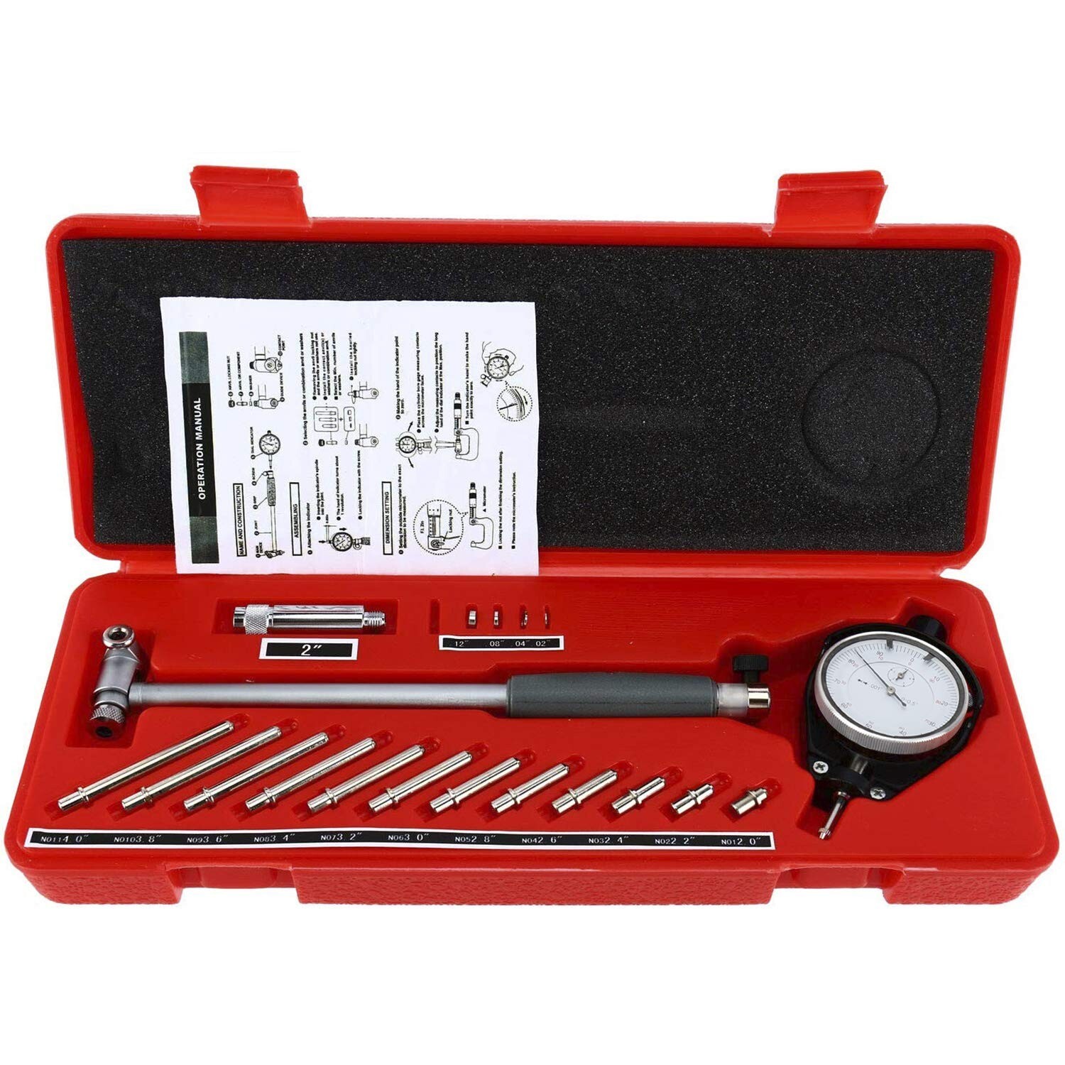 Dial Bore Gauge Set Range 2.0″-6.0″ Diameter Indicator Measuring Engine Cylinder