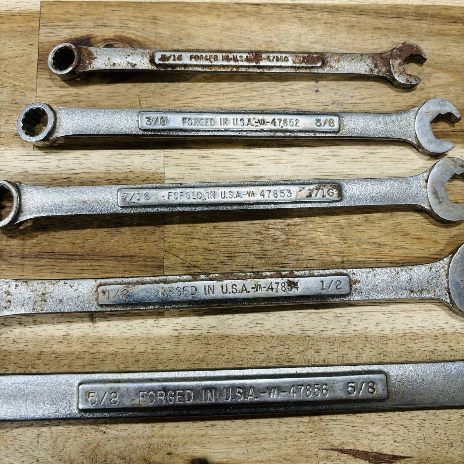 Lot of 5 Craftsman USA Combination Speed Quick Wrenches VA Series 5/16” to 5/8”