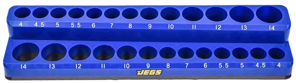 JEGS 85036 Magnetic Socket Tray 1/4 in. Metric Drive Blue