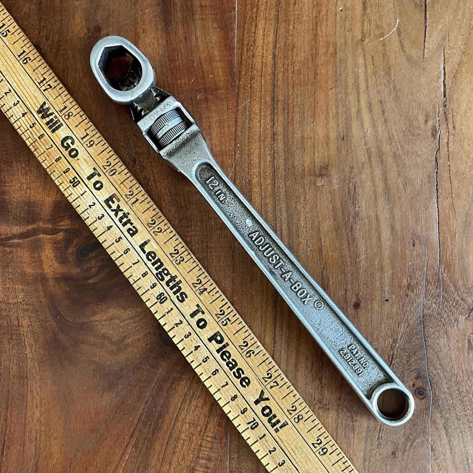 ADJUST – A – BOX WRENCH. 12 INCHES LONG. MADE IN THE USA!.