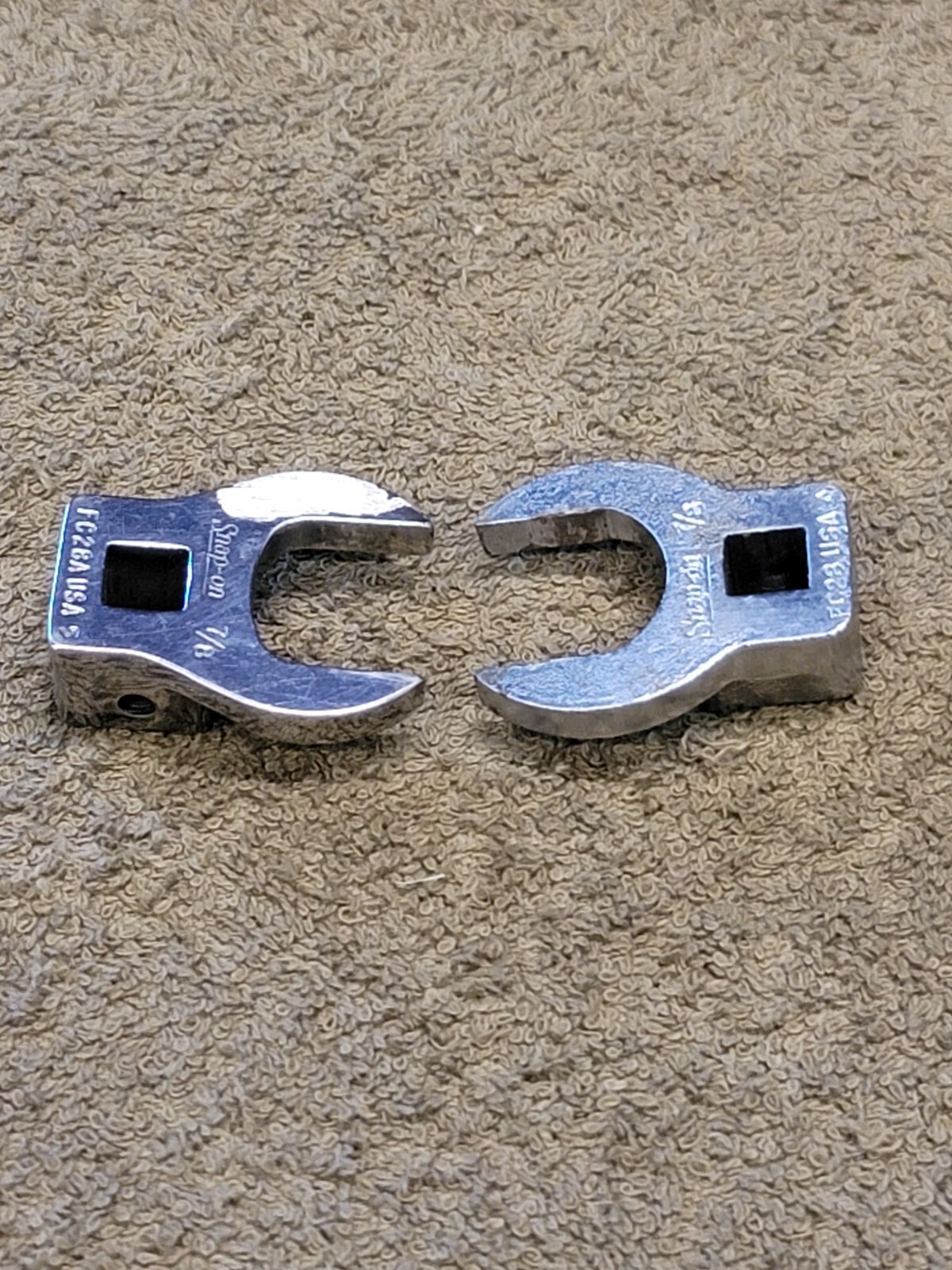 2 Snap-on FC28A Crowfoot Open End Wrench Sae Set 3/8″ Drive 7/8″ USA BOTH