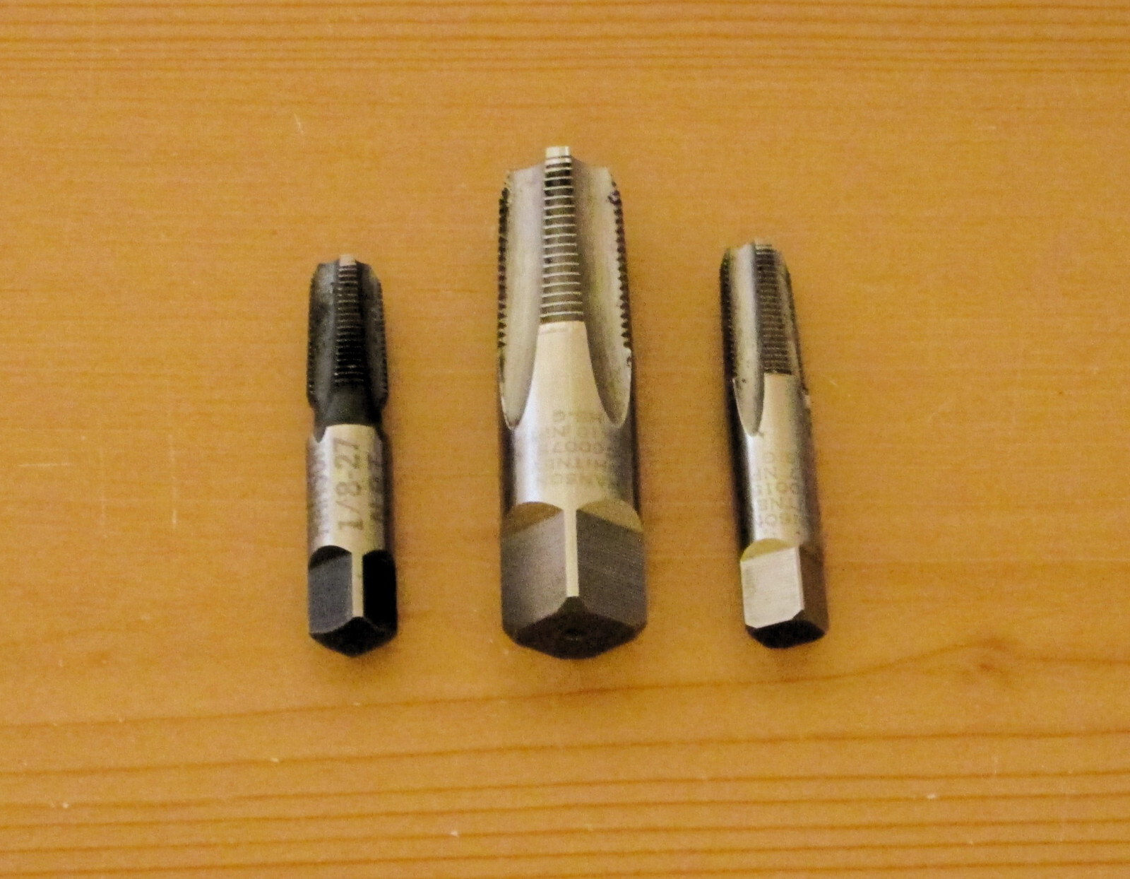 Lot of 3: Hanson Whitney Pipe Taps – Two 1/8-27 NPT Tap & One 3/8-18 NPT