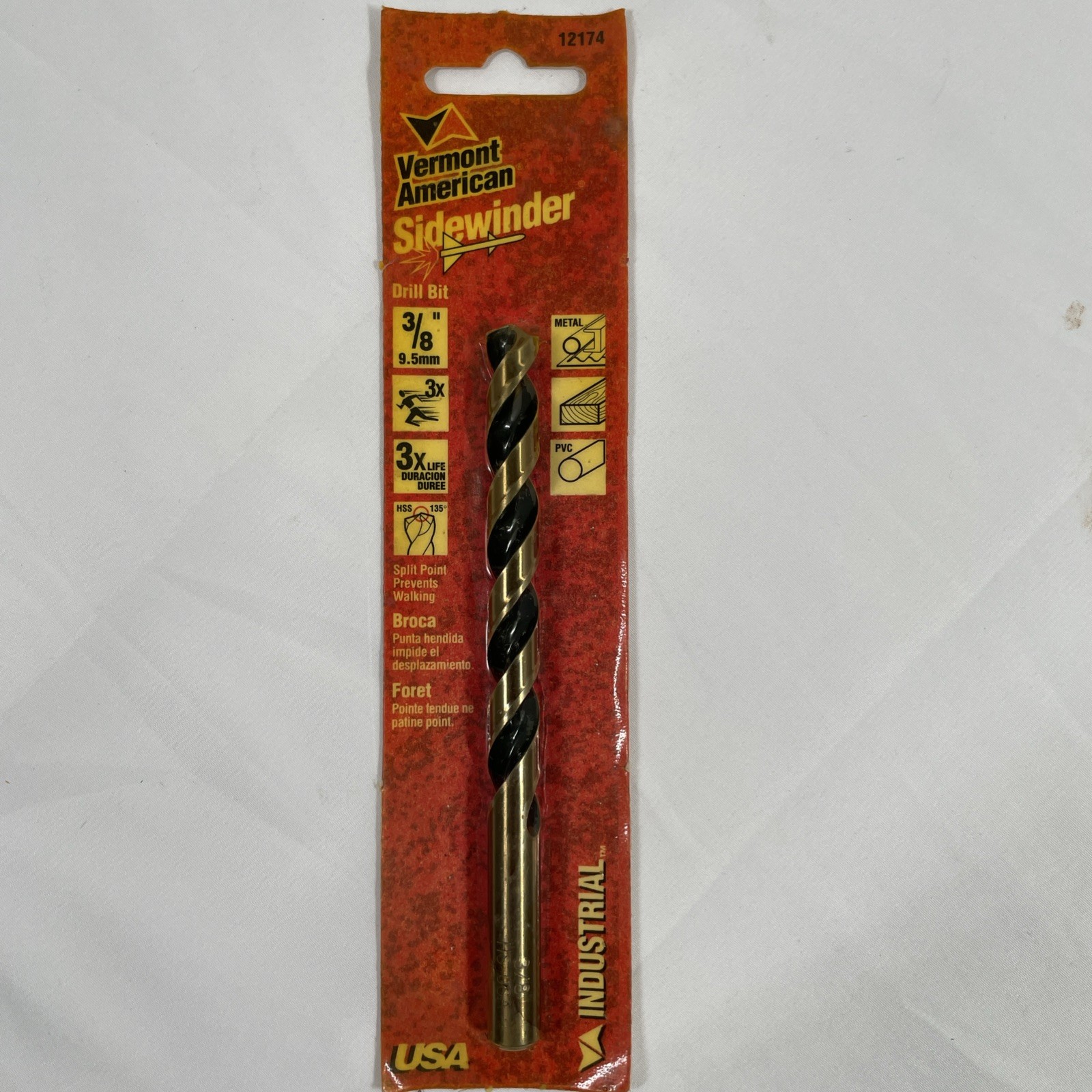 Vermont American 3/8″ Steel Drill Bit Sidewinder 12174 USA MADE BRAND NEW