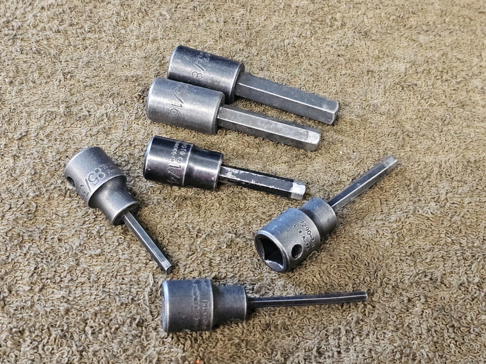 6 Proto Professional Impact Hex Socket Bit 3/8″ Drive 5/16 1/4 3/16 1/8 7290 Set