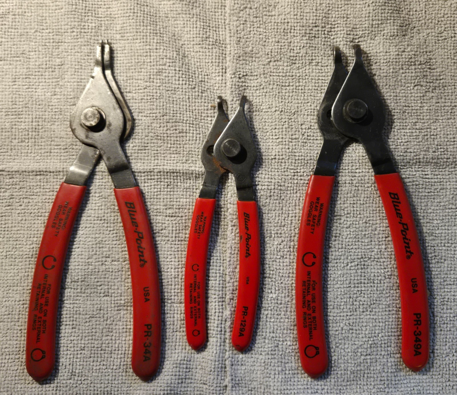 Blue Point 3 pc Snap Ring Retaining Clip Pliers, Used