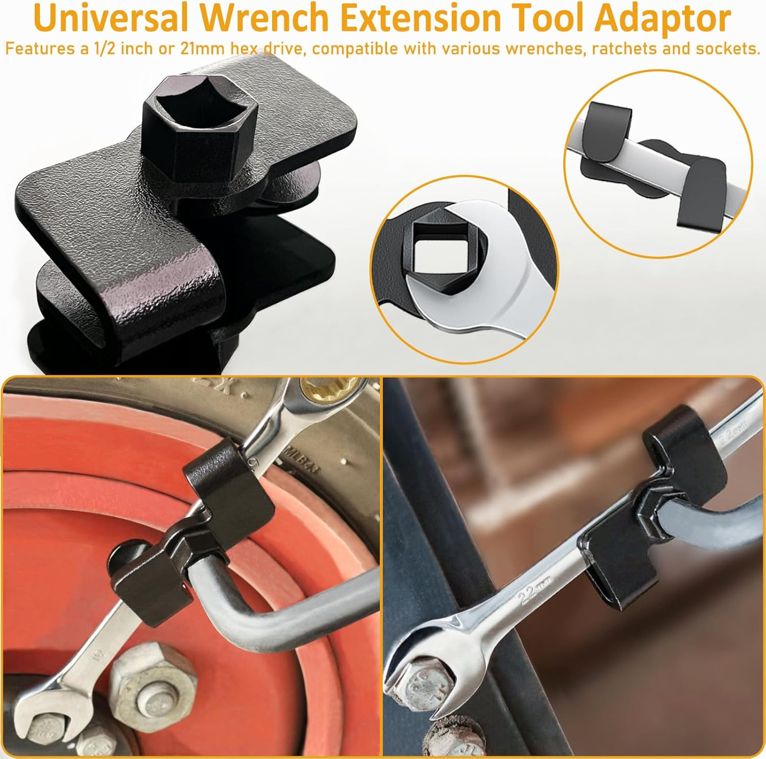 Wrench Extender Tool Bar, Universal Extension Silver/Black