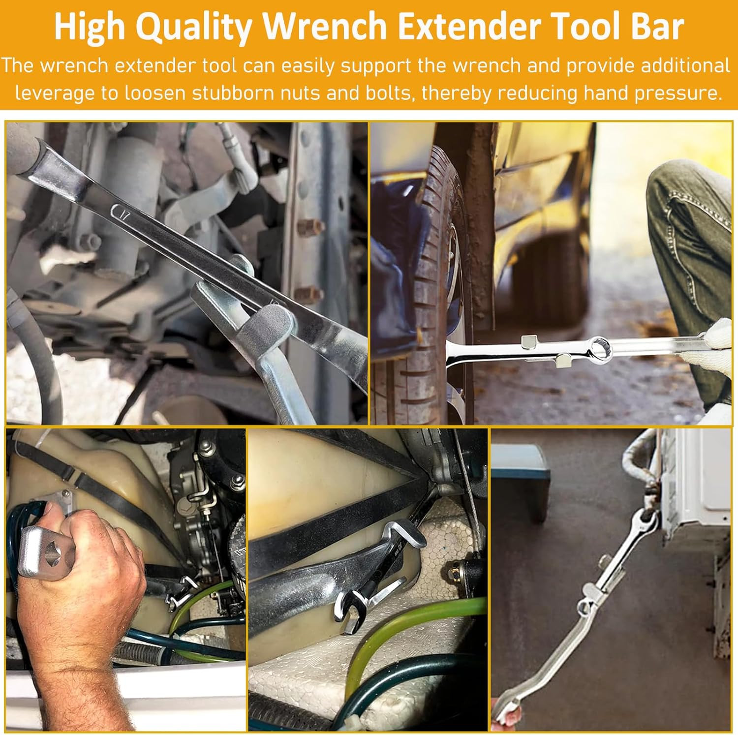Wrench Extender Tool Bar, Universal Extension Silver/Black