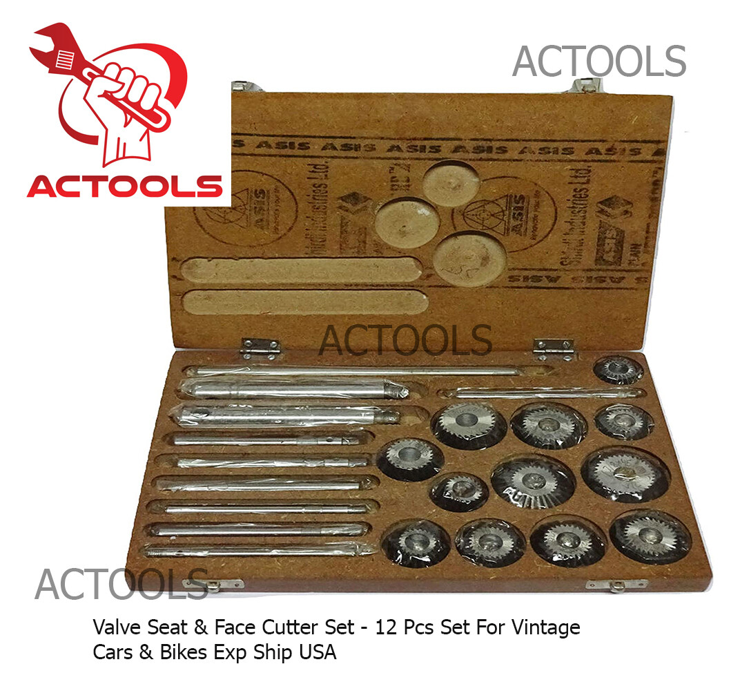 Valve Seat & Face Cutter Set 12 Pcs Set For Vintage Cars & Bikes ACTOOLS USA