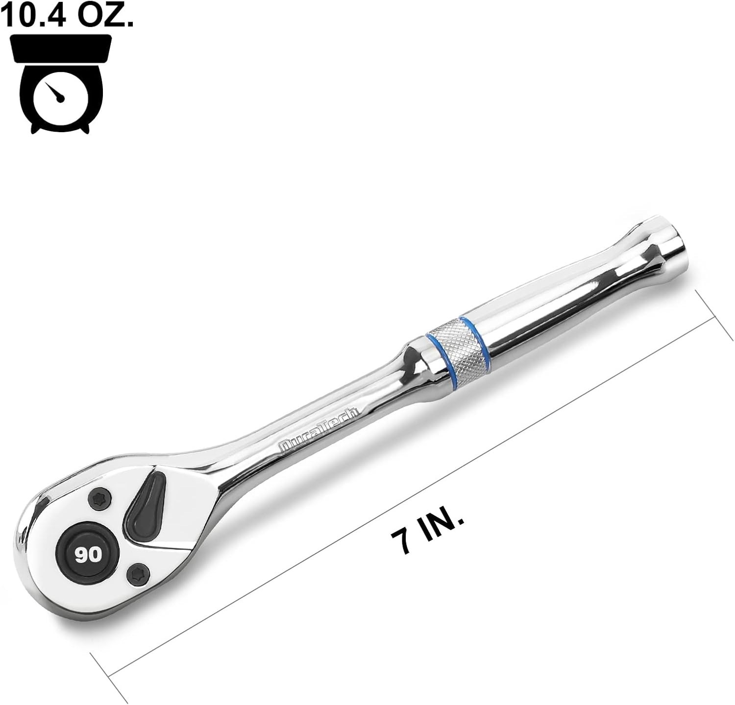 3/8-Inch Drive Ratchet, 90-Tooth Quick-release Ratchet Wrench, Reversible, Ch…