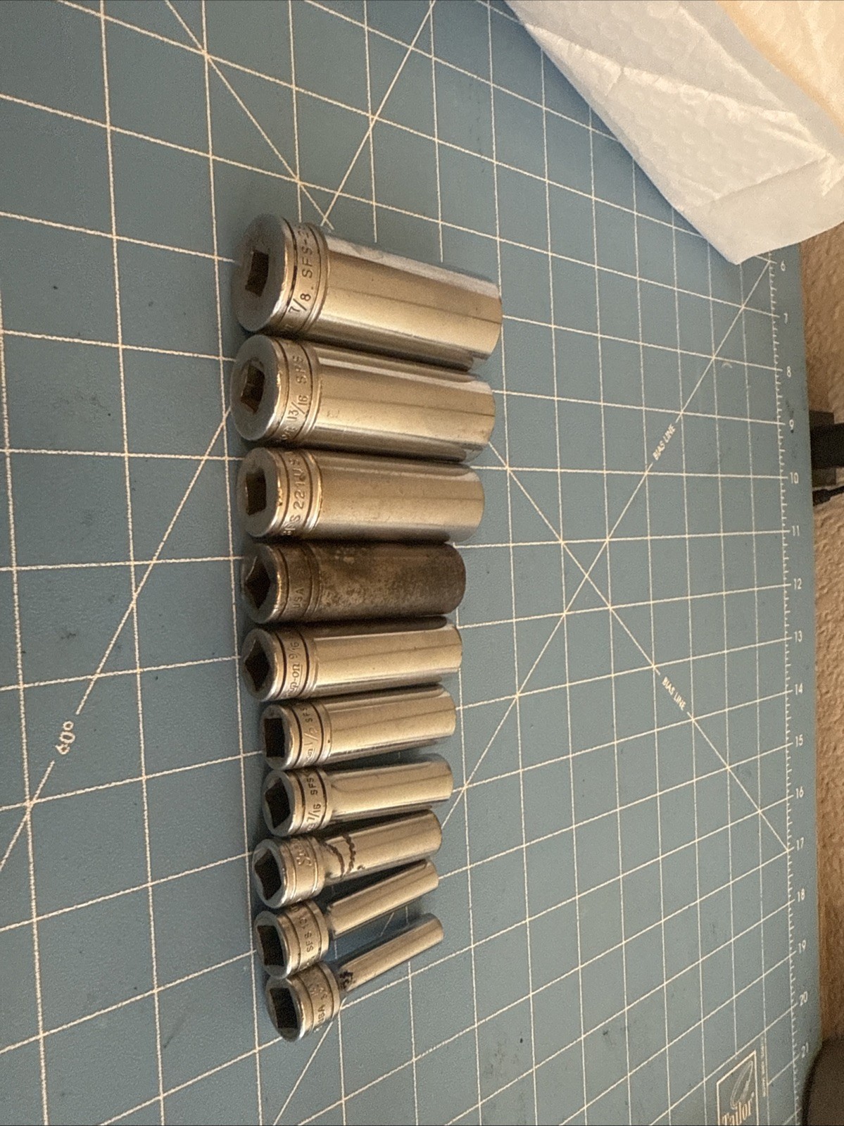 Snap-On Tools Deep Socket Set 3/8″ Drive 1/4″ to 7/8″ 6 Point 10Pieces no 3/4