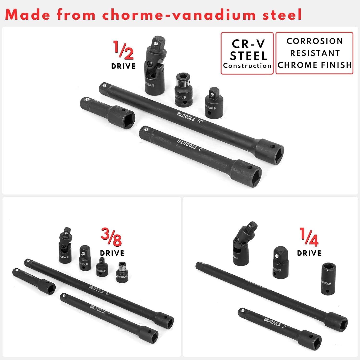 18Pc Impact Socket Extension Set | CR-V Steel, Storage Case
