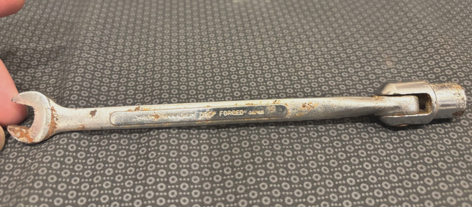 Vintage! Truecraft SAE 3/8″ 12 Point Flex Head Wrench Socket and 3/8″ Open End