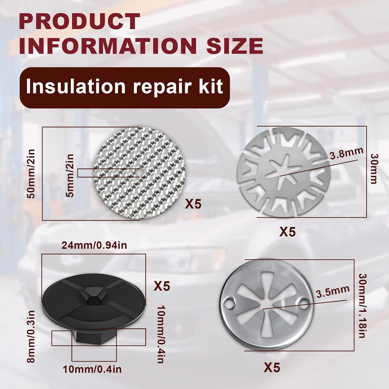 20 Pieces Heat Shield Repair Kit, Manganese Steel Car Exhaust Shield Repair Kit