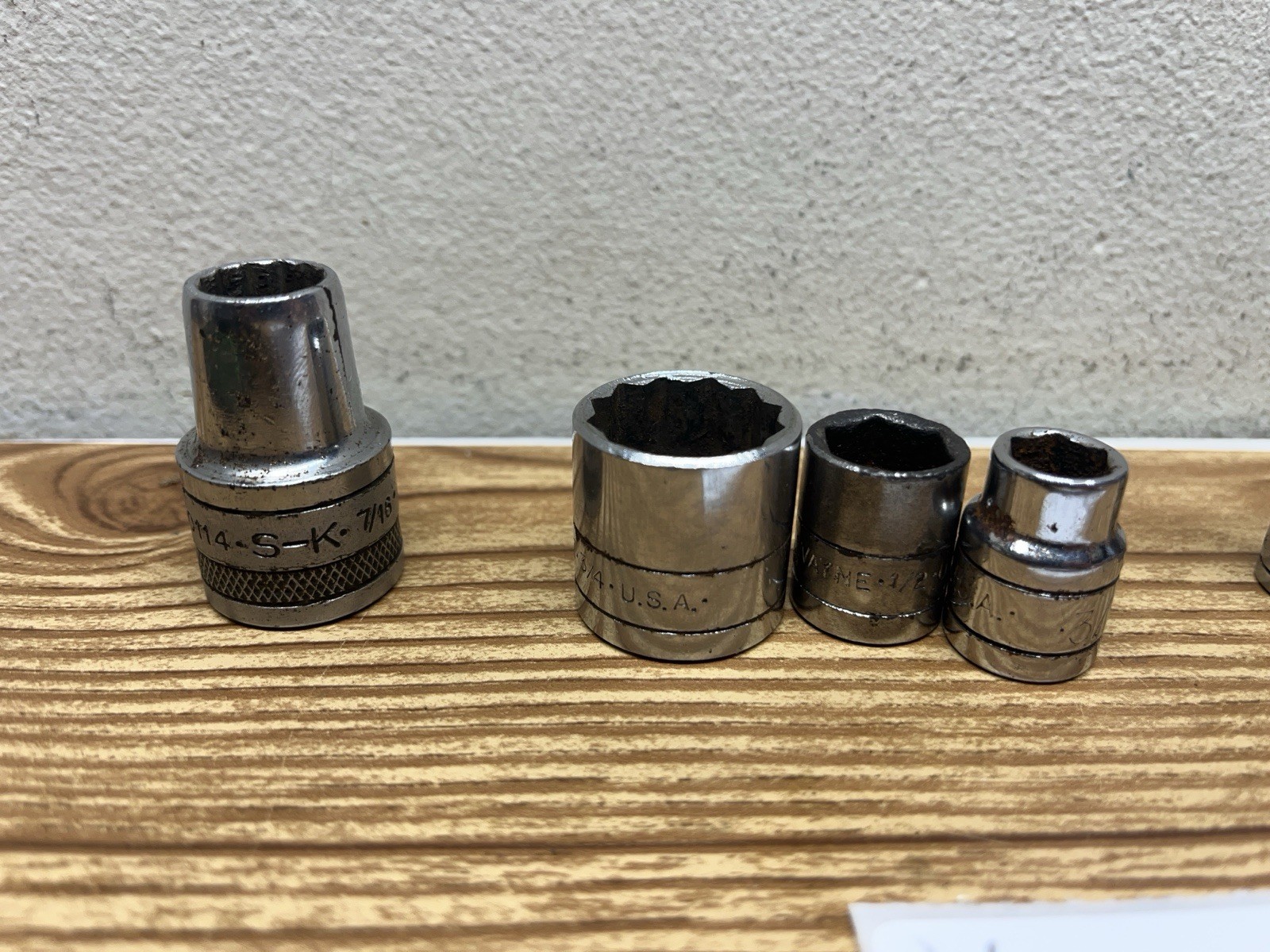 9 PC. VTG S-K Sockets Mixed Misc 1/4-3/8-1/2” DRIVE SOCKET Deep & Short U.S.A.