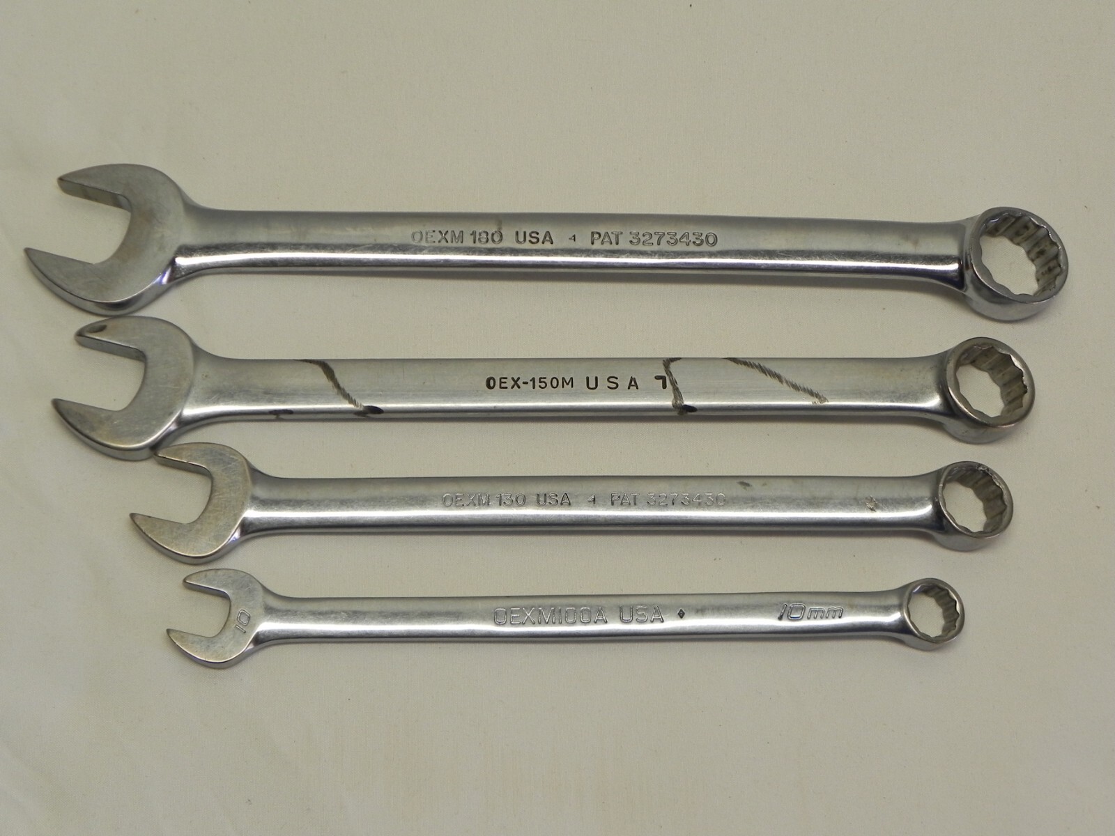Snap-On 4 Piece 12 Pt Metric Flank Drive Combination Wrenches OEXM Series