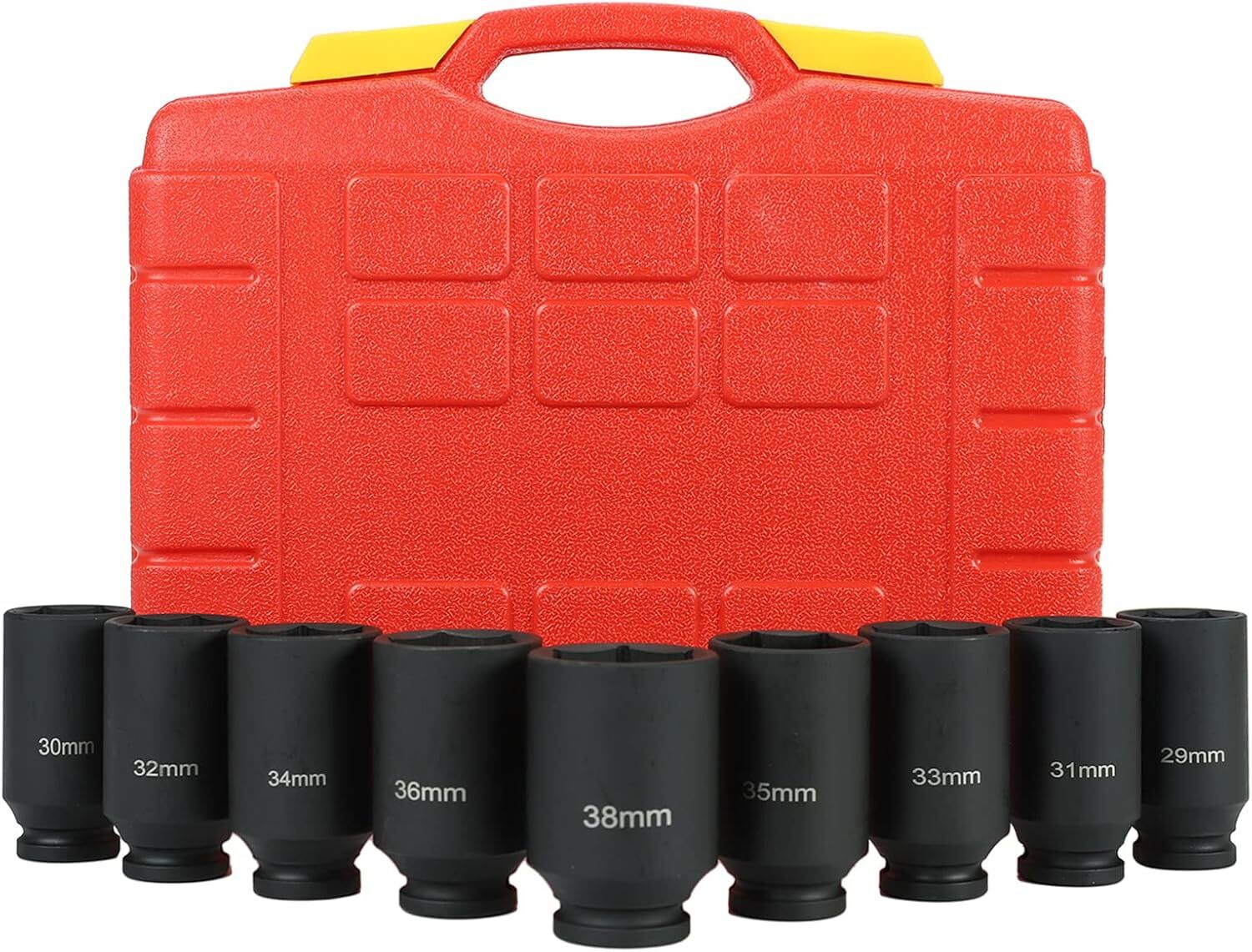 9PCS 1/2″ Drive Deep 6-Point Impact Socket Set, Metric,Cr-Mo,29-38mm Radius…