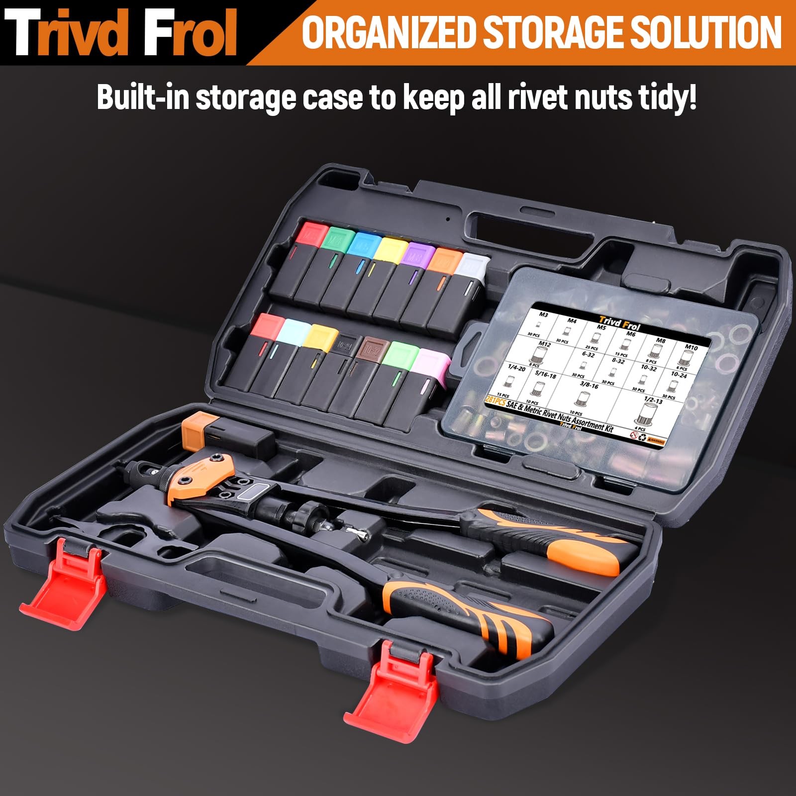 Trivd Frol 16″ Rivet Nut Tool, Nutsert Tool Kit with 15 Metric and…