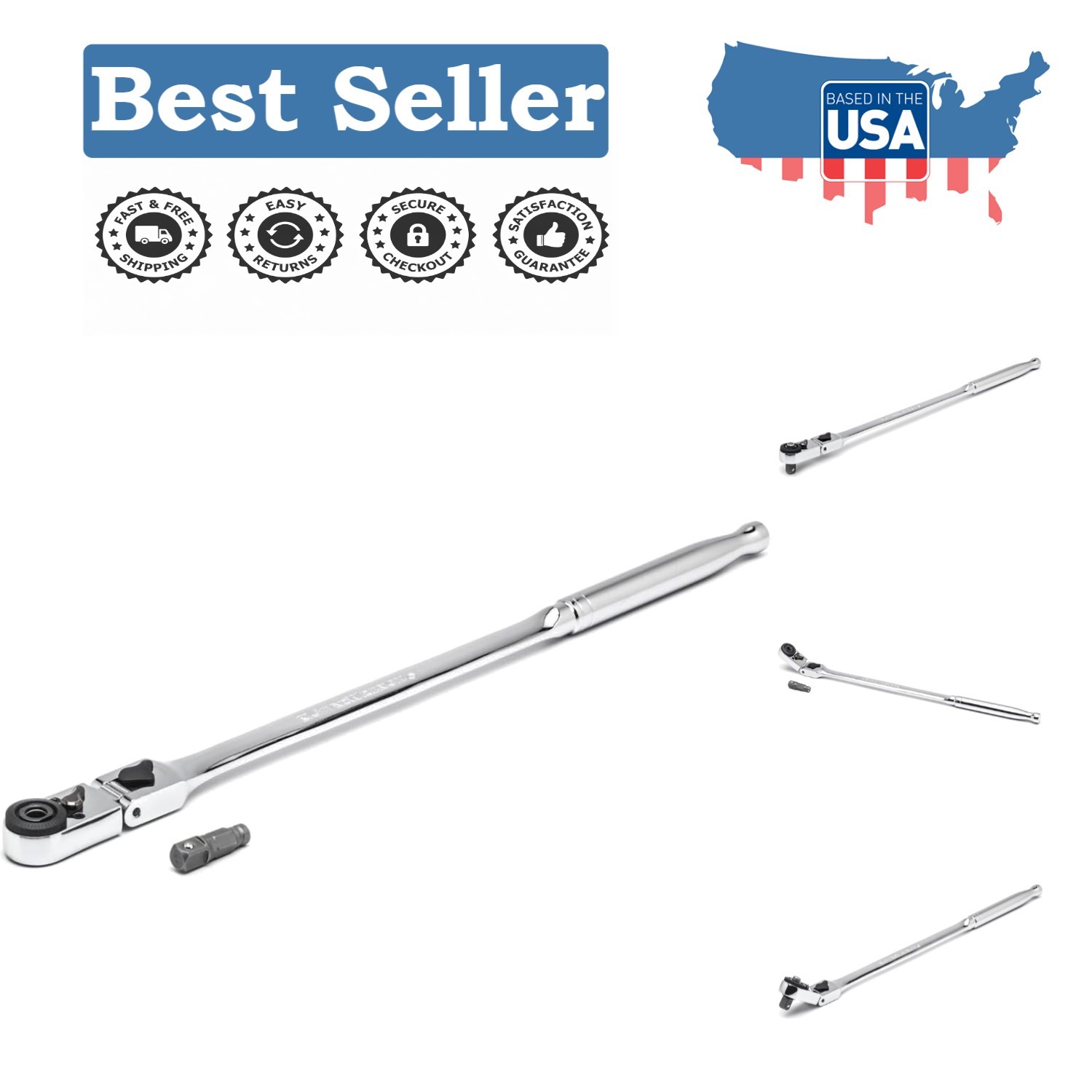 Innovative 12″ 72 Tooth Locking Flex Ratchet with Slim Profile and Quick Release