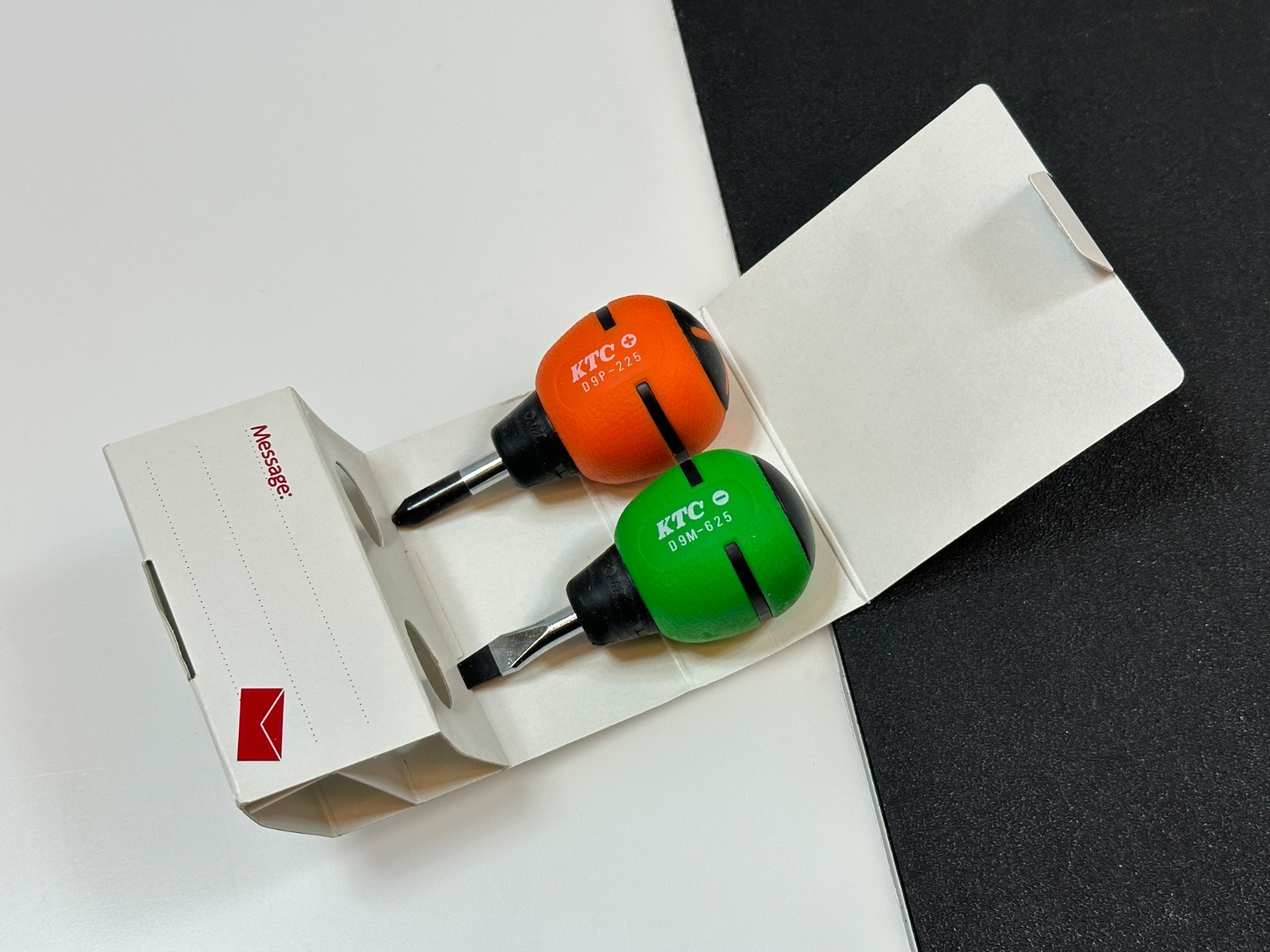 NEW KTC Tools JAPAN TD902 2pc Stubby Screwdriver Set ORANGE / GREEN Soft Grip