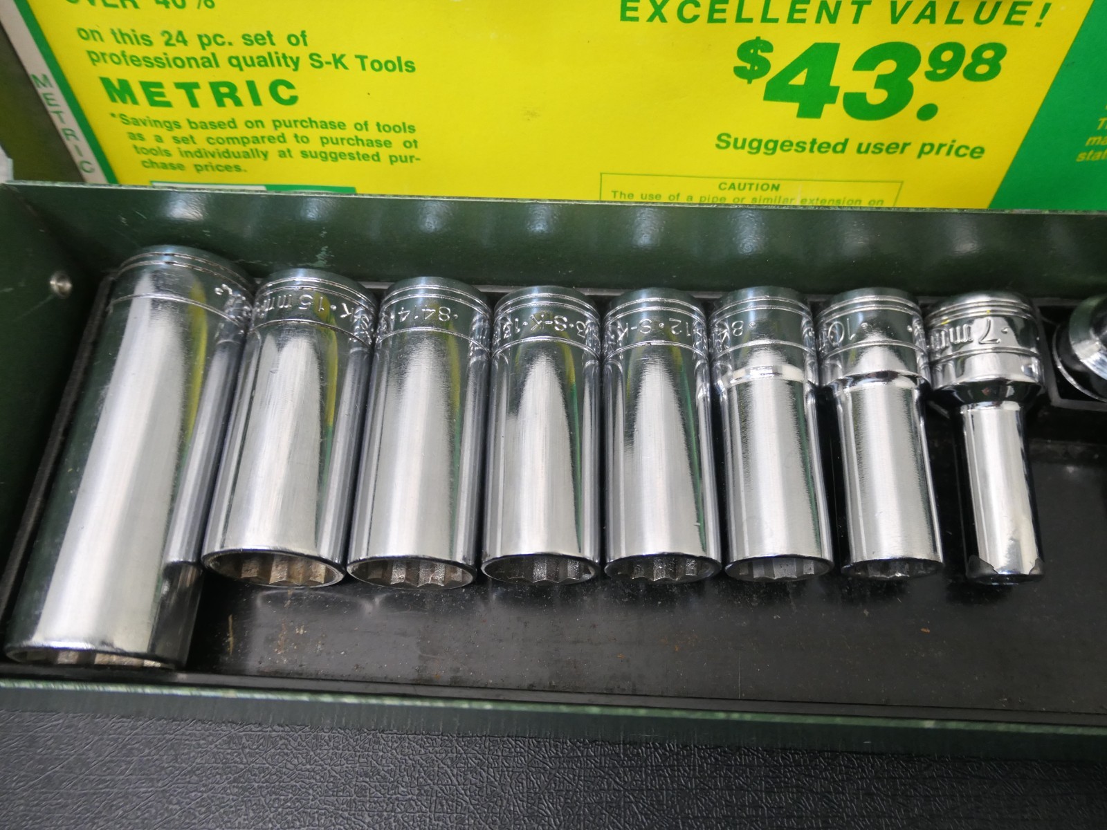 S.K 20pc Socket Set 3/8″ DRIVE 12pt Metric MADE IN USA W/Metal Case