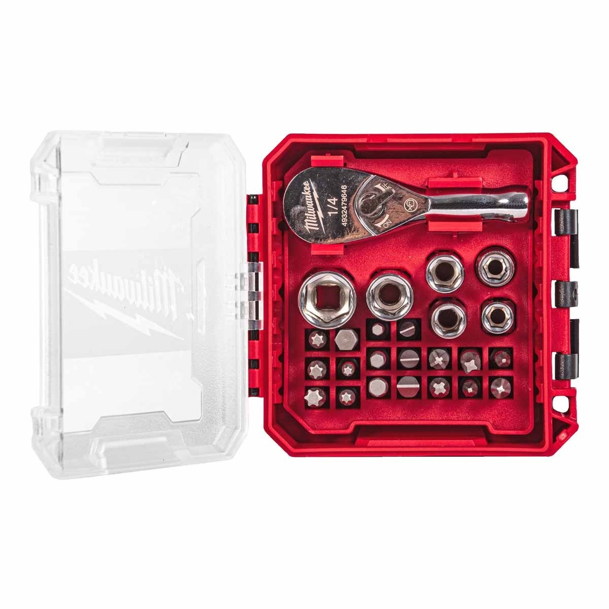 Milwaukee 1/4 Drive Ratchet Set 25pc Packout Compact Socket Kit 4932499470 25PC