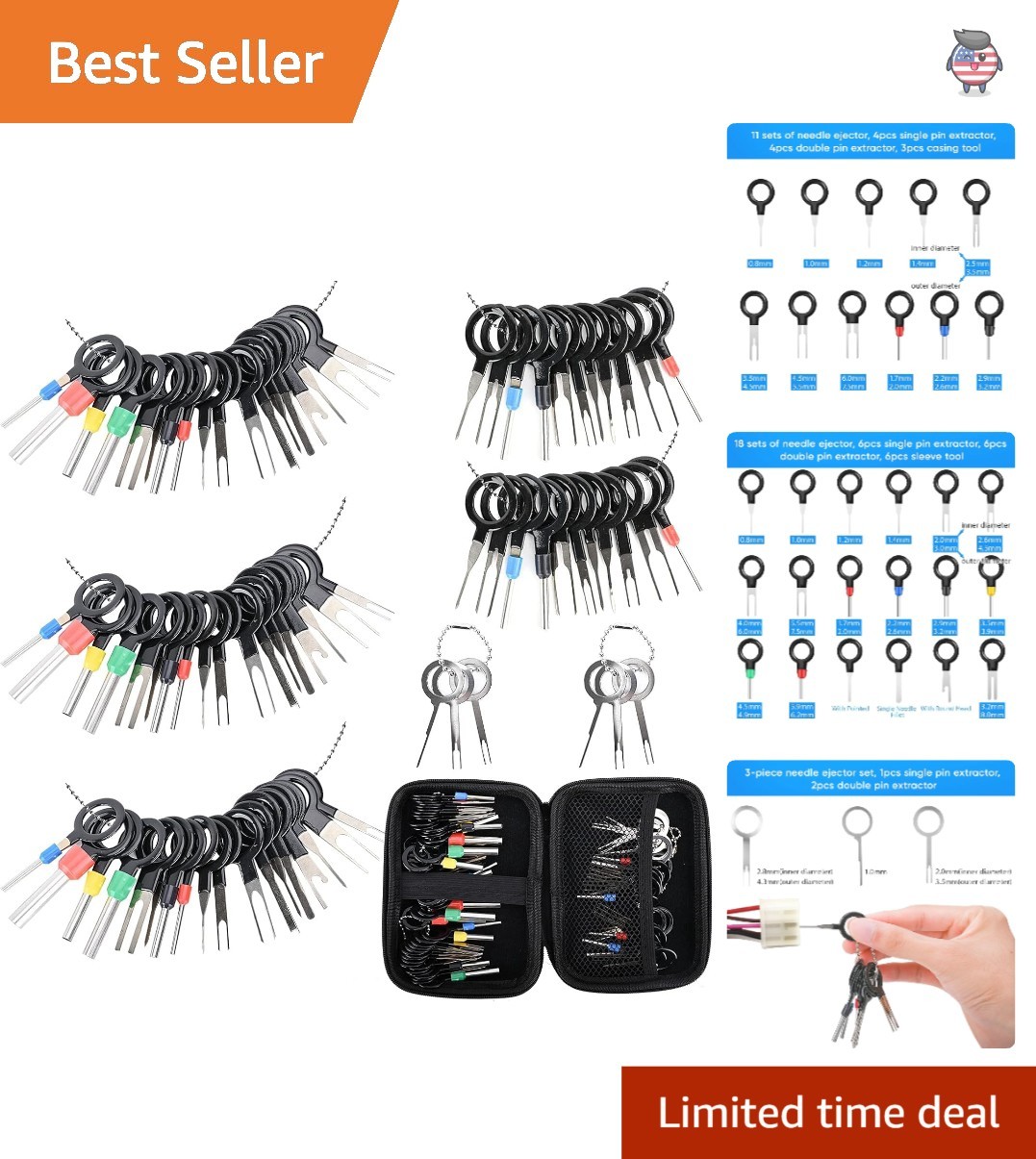 Complete 82 Pcs Terminal Removal Tool Kit – Stainless Steel with Carrying Case