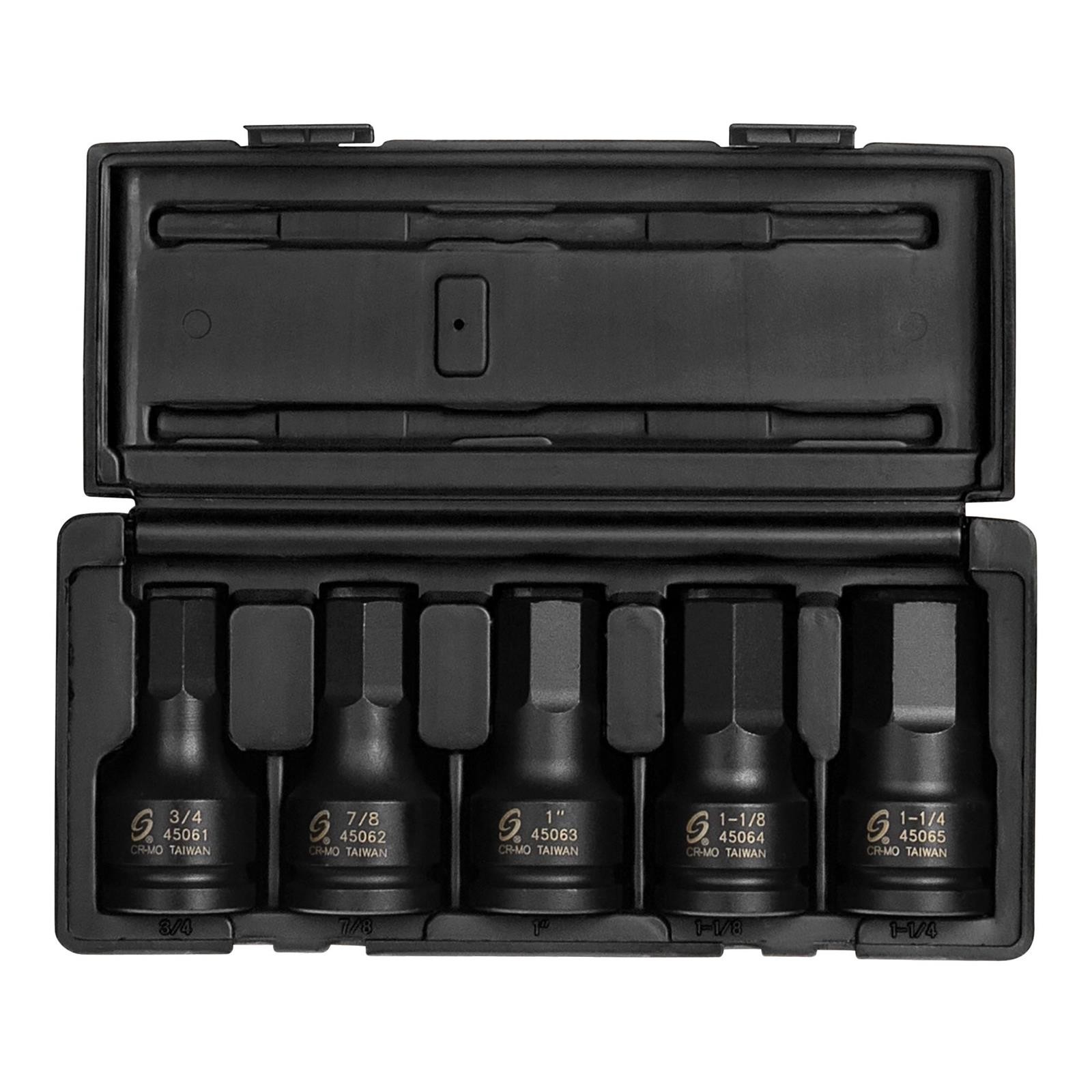 Sunex 4506 3/4″ Dr. 5 Pc. SAE Hex Drive Impact Socket Set