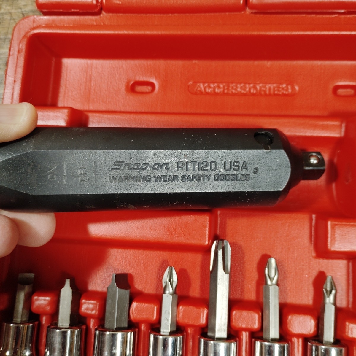 Snap On 208EPIT 8 pc 3/8” Impact Driver Set Red Case Tools